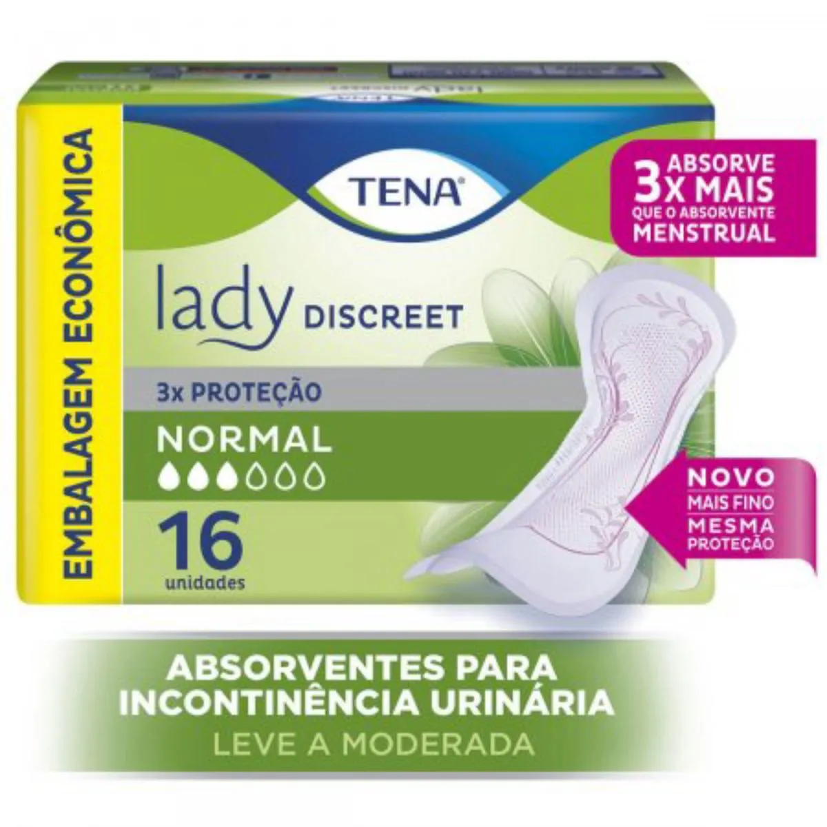 Kit c/9 Absorvente Tena Lady Discreet Normal C/16Unidades