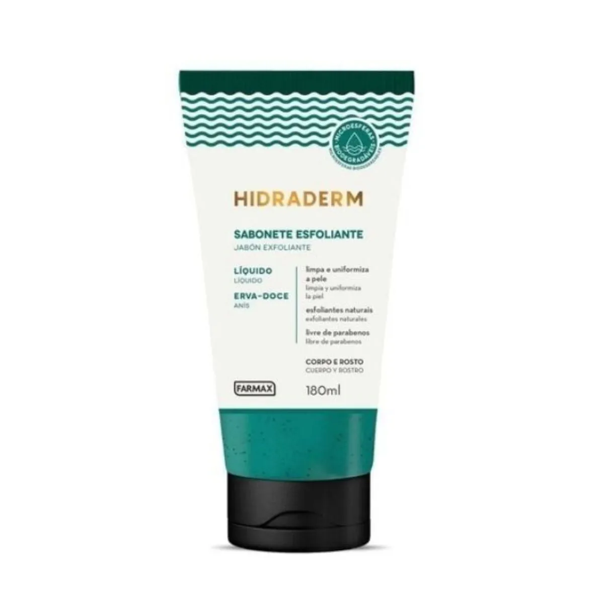 Kit c/9 Sabonete Liquido Hidraderm Esfoliante 180ml Erva Doce