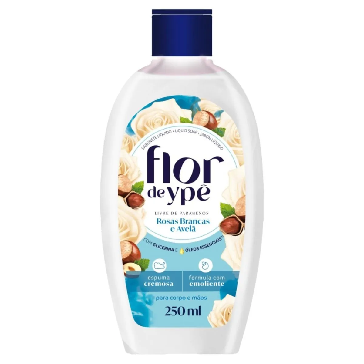 Kit c/9 Sabonete Líquido Flor De Ype 250ml Rosas Brancas E Avelã