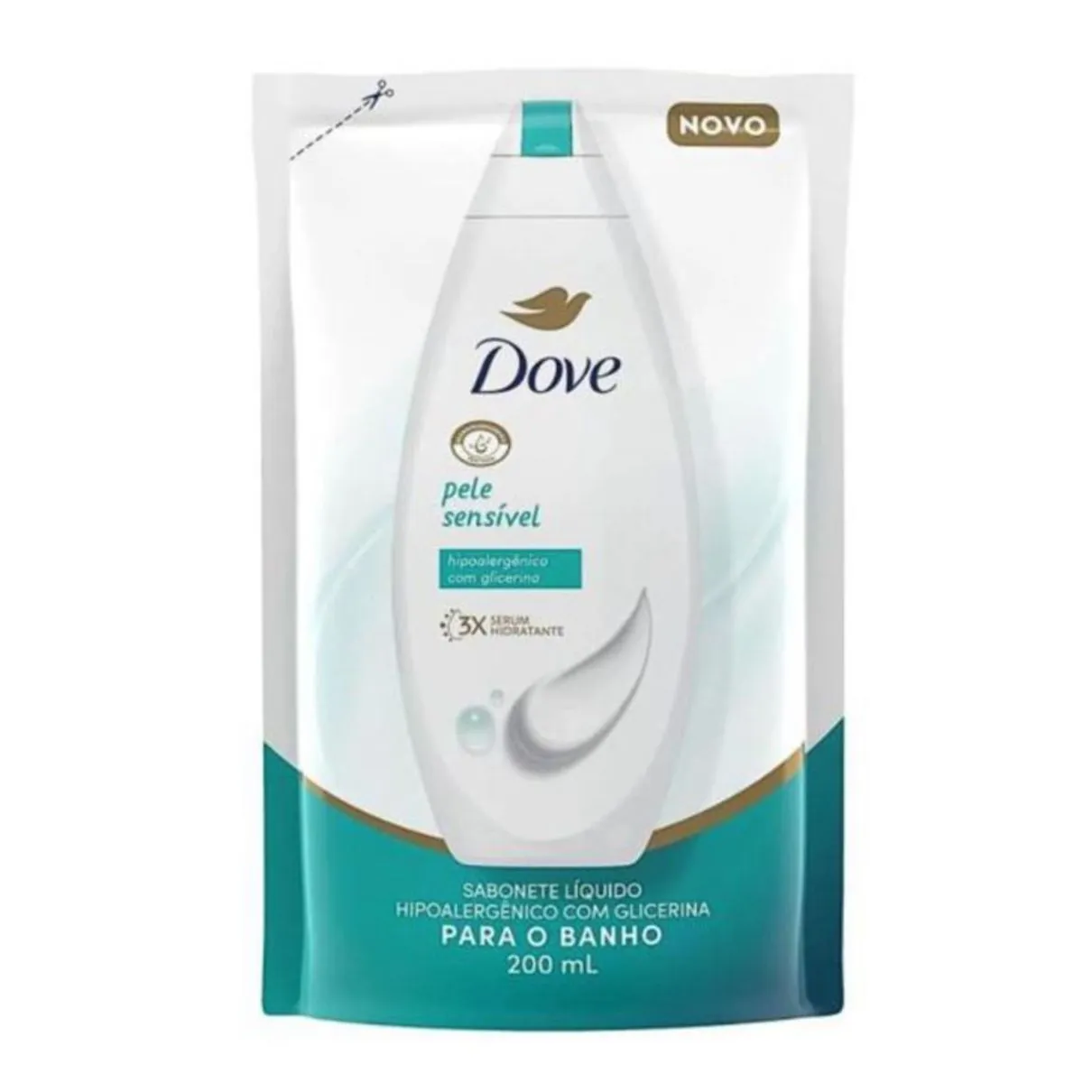 Kit c/9 Sabonete Líquido Dove Refil 200ml Pele Sensível