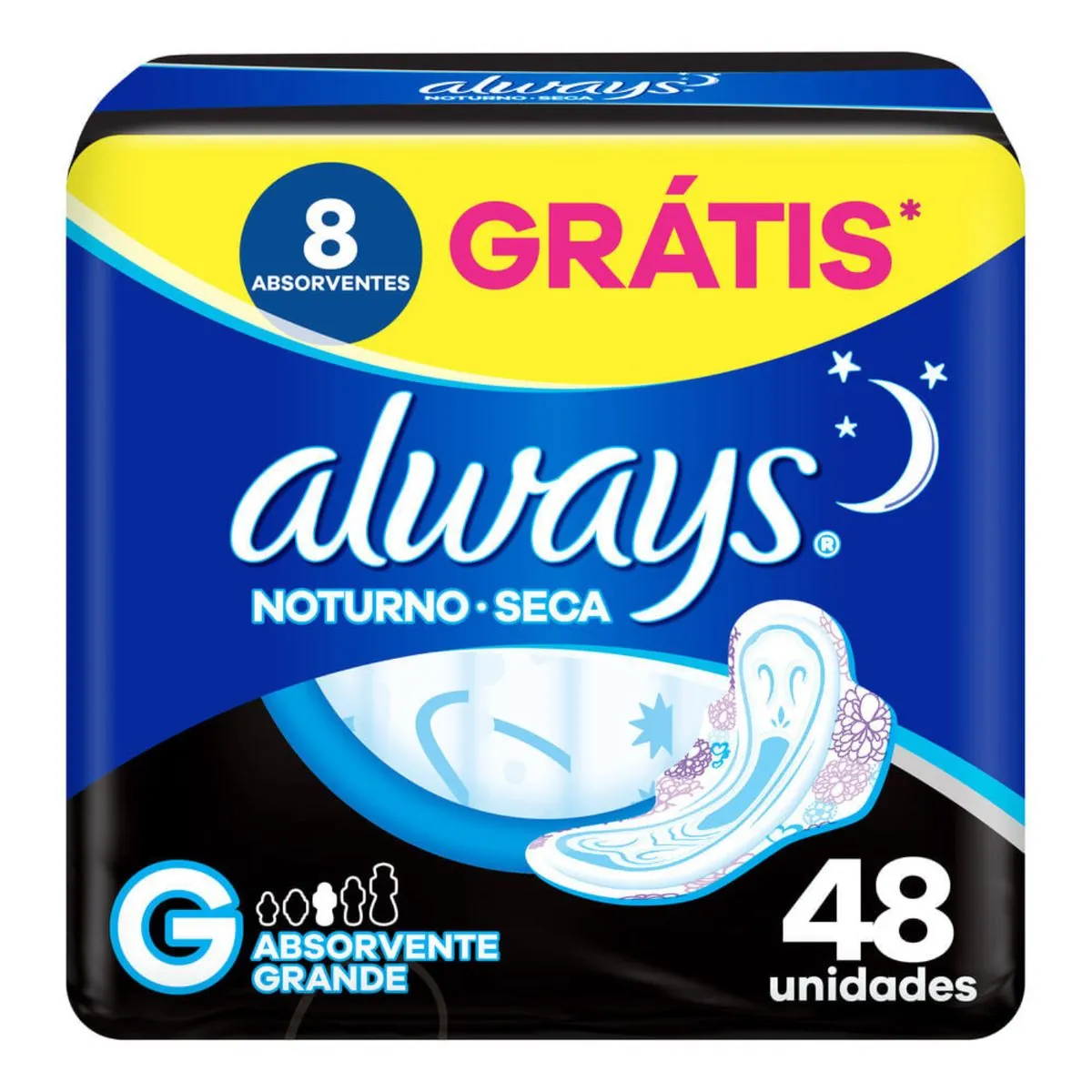 Kit c/9 Absorvente Always Noturno Seca ”G” c/48 Unidades