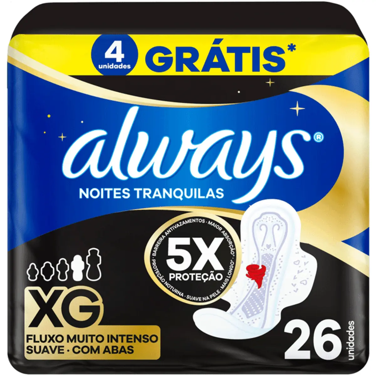 Kit c/9 Absorvente Always Basico Suave Com Abas Com 26 Unidades Xg