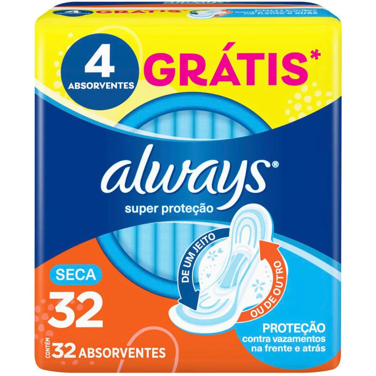 Kit c/9 Absorvente Básico Malha Seca C/Abas Always Simples 32 Unidades