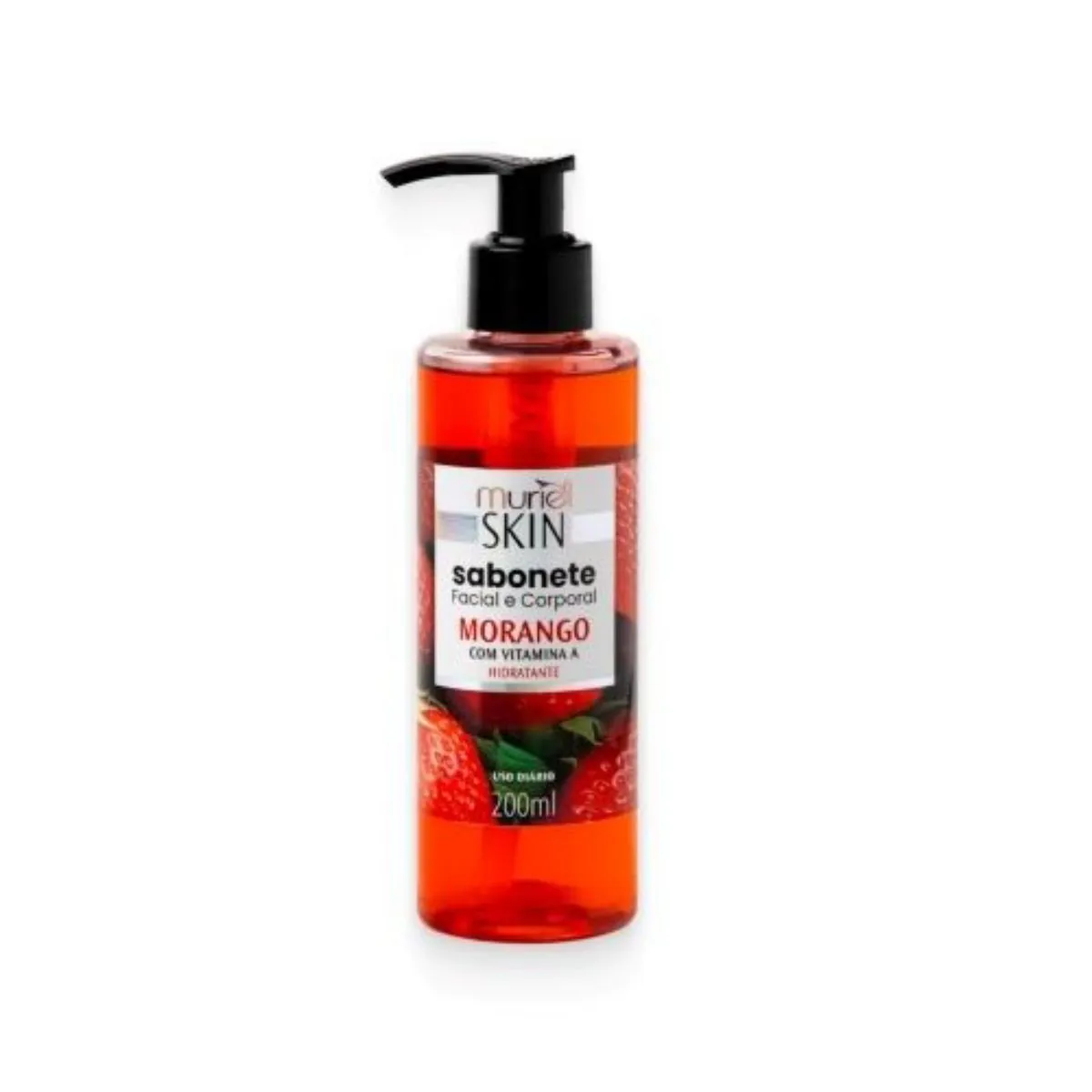 Kit c/9 Sabonete Líquido Facial Corporal Muriel Skin Morango 200ml