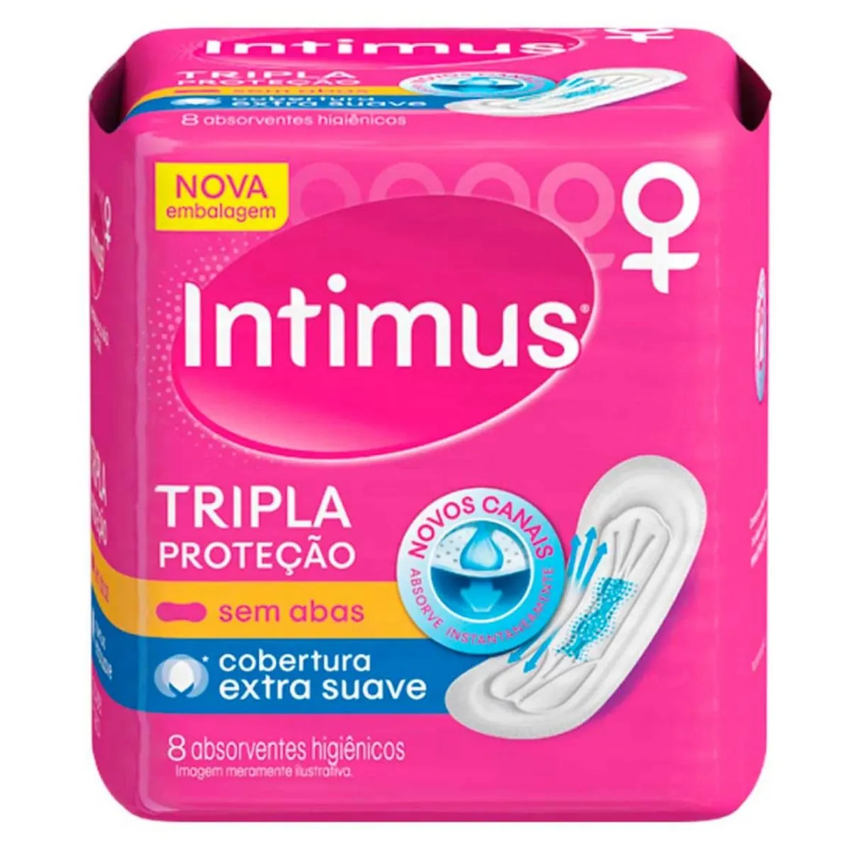 Kit c/16 Absorvente Intimus Tripla Suave Sem Abas 8 Unidades