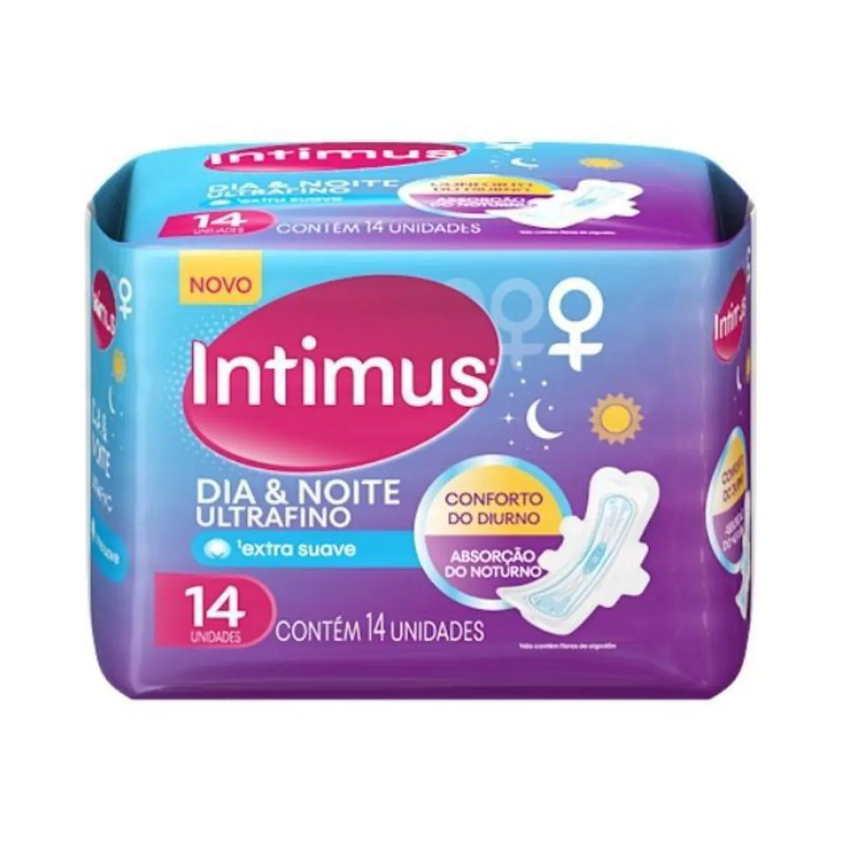 Kit c/16 Absorvente Intimus Dia&Noite Uf Suave C/ Abas 14 Unidades