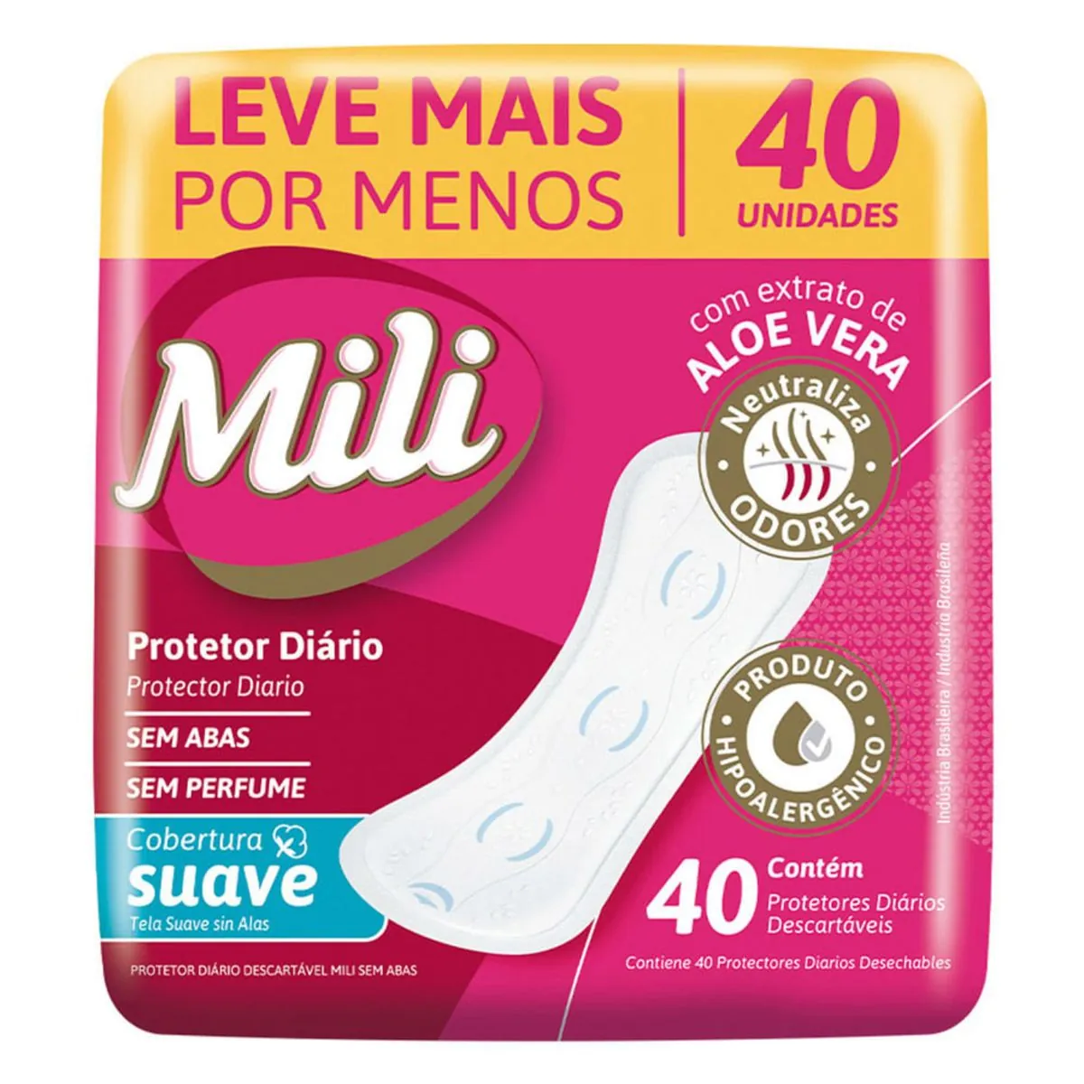Kit c/16 Absorvente Mili Protetor Diário 40 Unidades