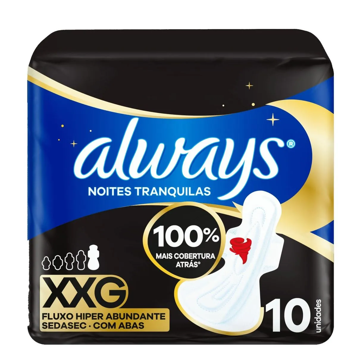 Kit c/16 Absorvente Cobertura Suave Noturno Com Abas 40Cm Always Simples 10 Unidades