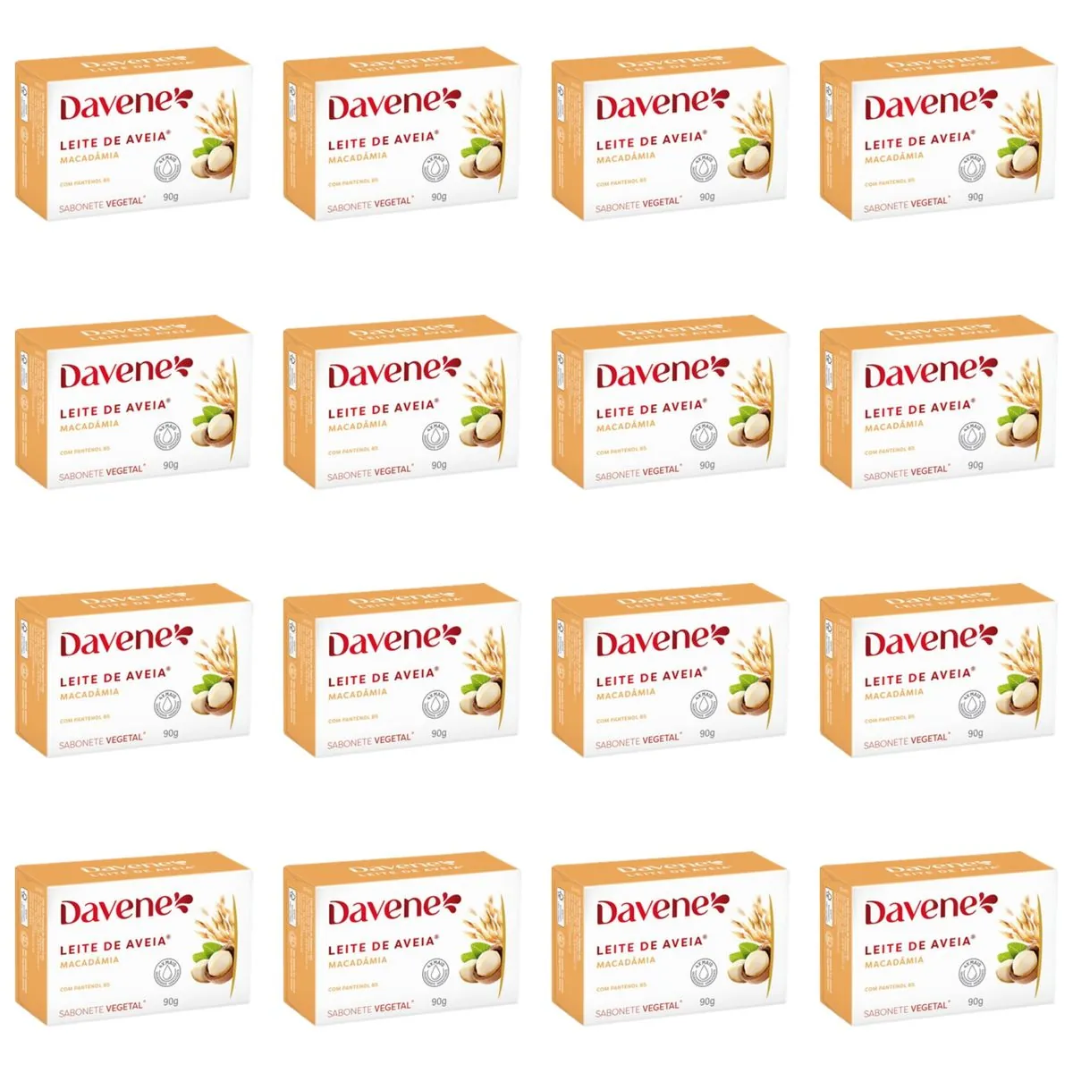 Kit c/16 Sabonete Davene Leite De Aveia Macadamia 90g