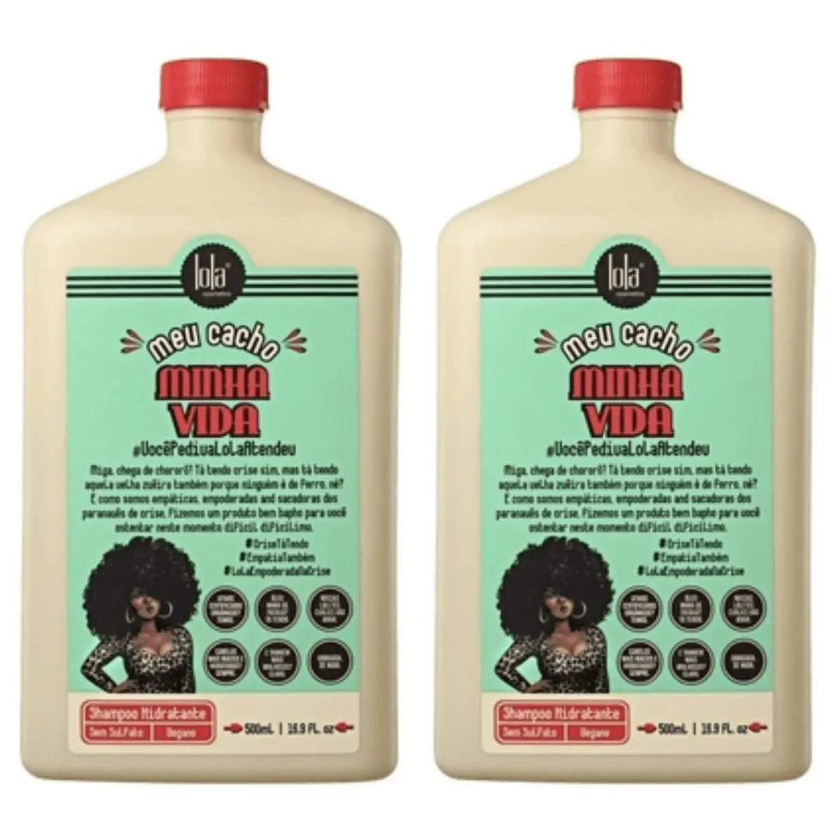 Kit c/2 Unidades de Shampoo Hidratante Lola Cosmetics Meu Cacho Minha Vida 500ml