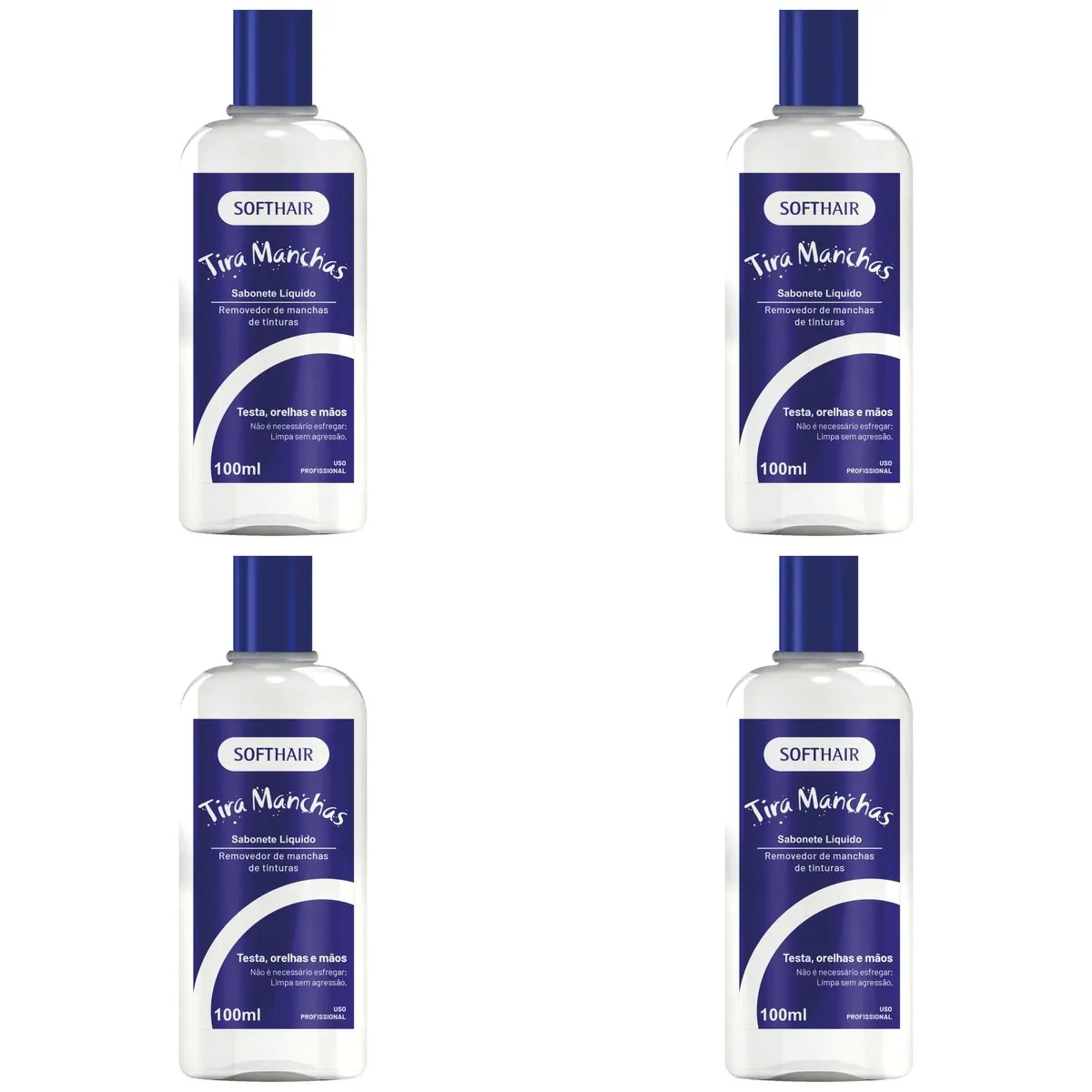 Kit c/4 Unidades de Sabonete Líquido Tira-manchas 100ml Softhair