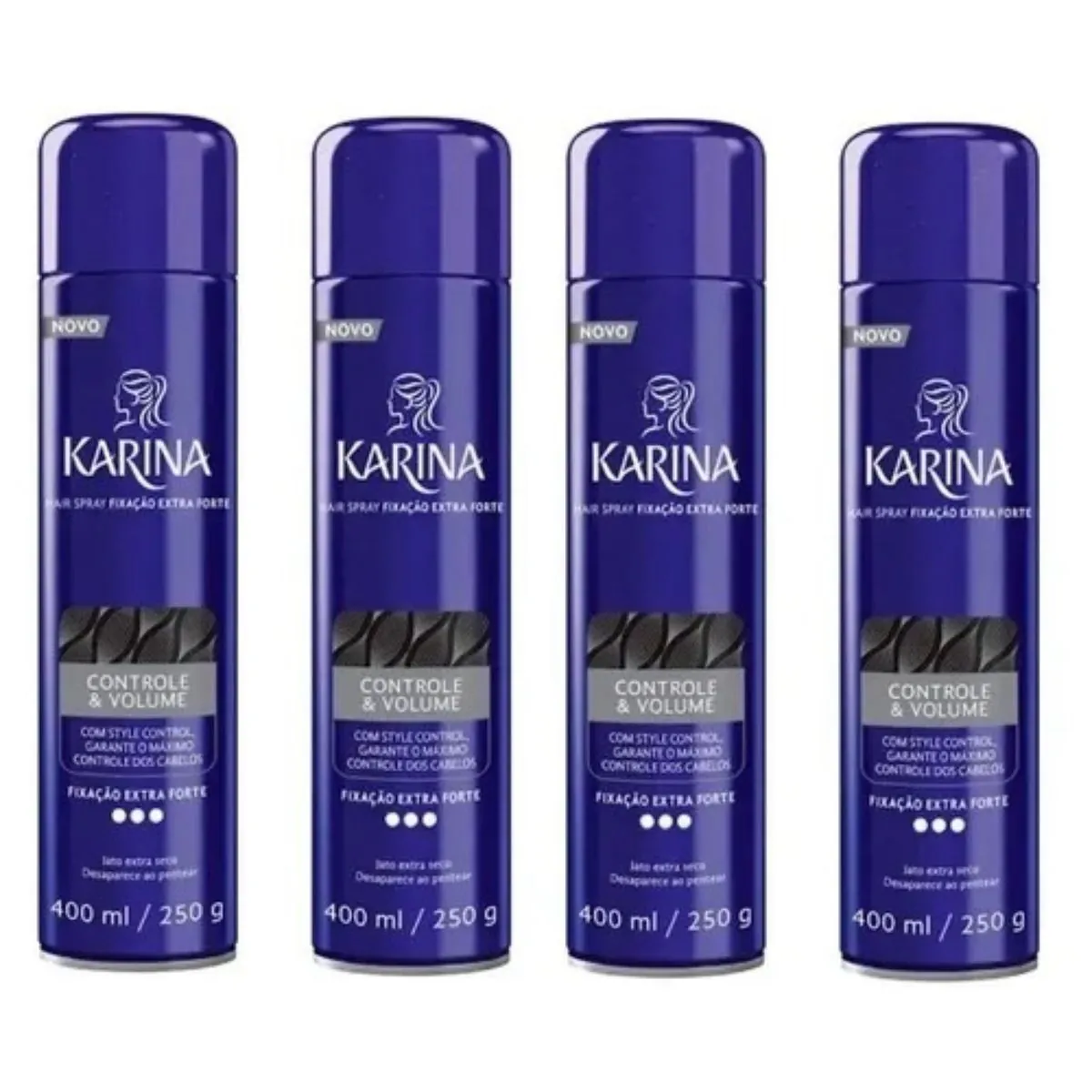 Kit c/4 Unidades de Fixador Hair Spray Karina 400ml Extra Forte