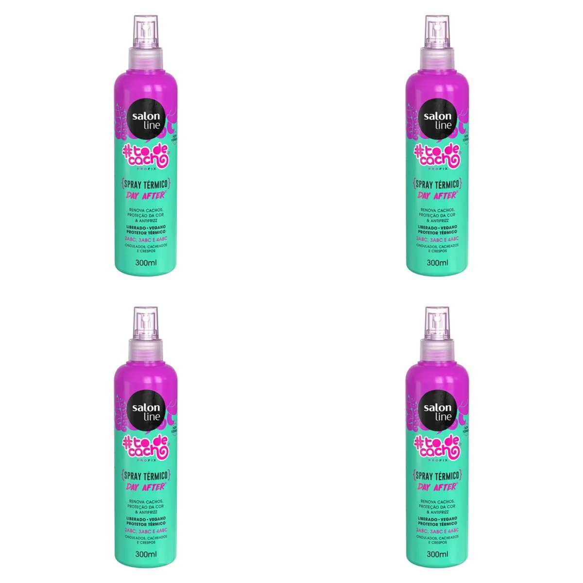 Kit c/4 Unidades de Salon Line Renova Cachos Spray Térmico 300ml