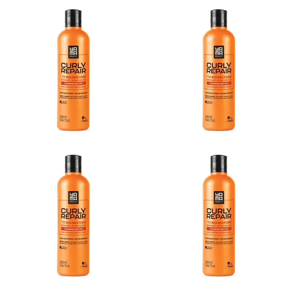 Kit c/4 Unidades de Shampoo Yamá Curly Repair 280ml