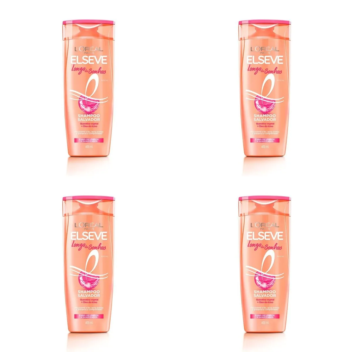 Kit c/4 Unidades de Loreal Shampoo Elseve Longo Dos Sonhos 400ml