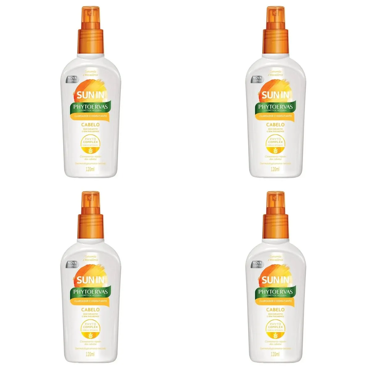 Kit c/4 Unidades de Spray Phytoervas Sun In P/Cabelo 120ml