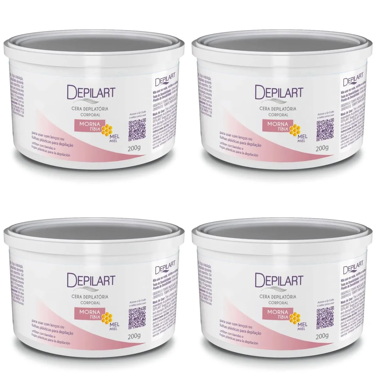 Kit c/4 Unidades de Depilador Cera Morna Depilart 200g