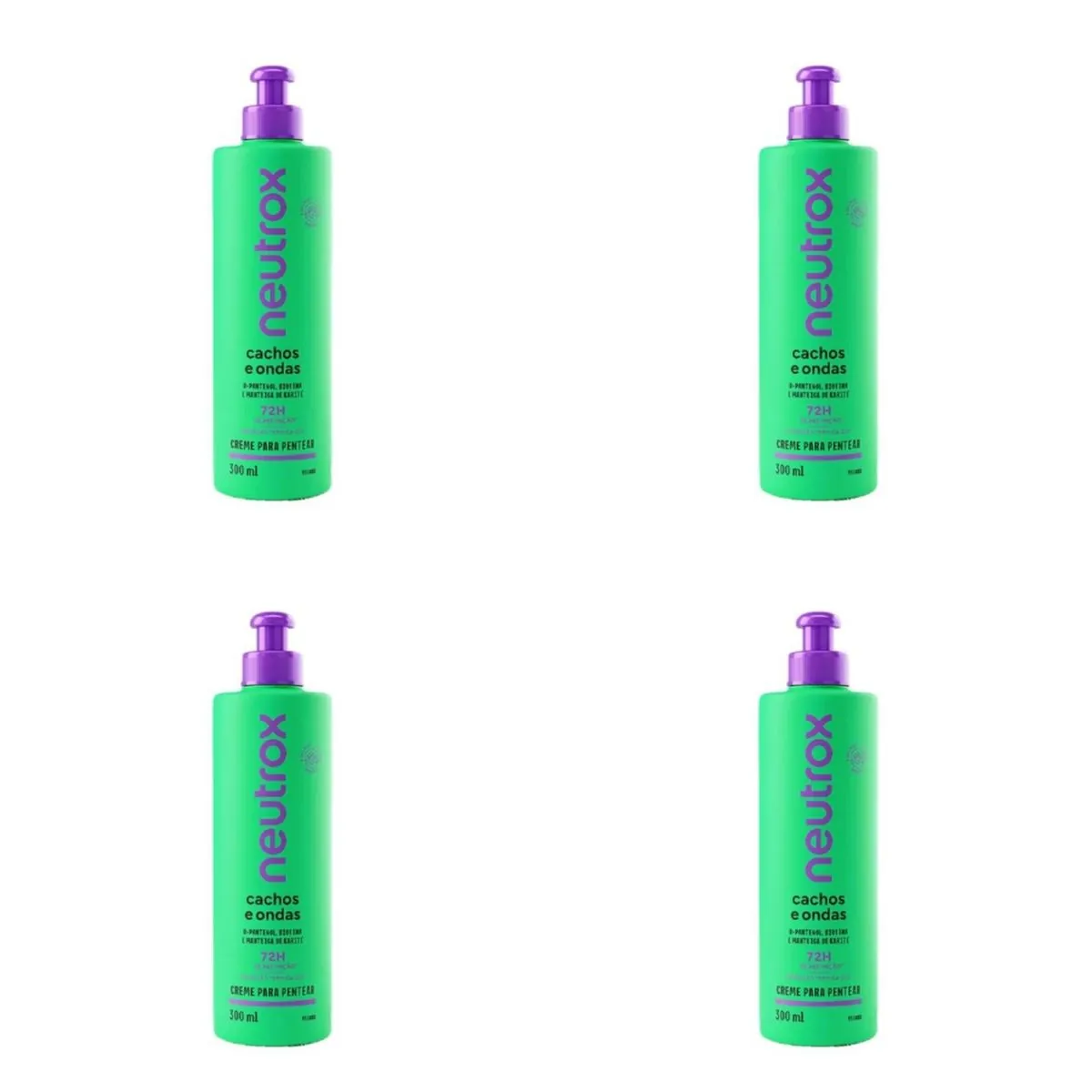 Kit c/4 Unidades de Creme Para Pentear Neutrox 300ml Cachos E Ondas