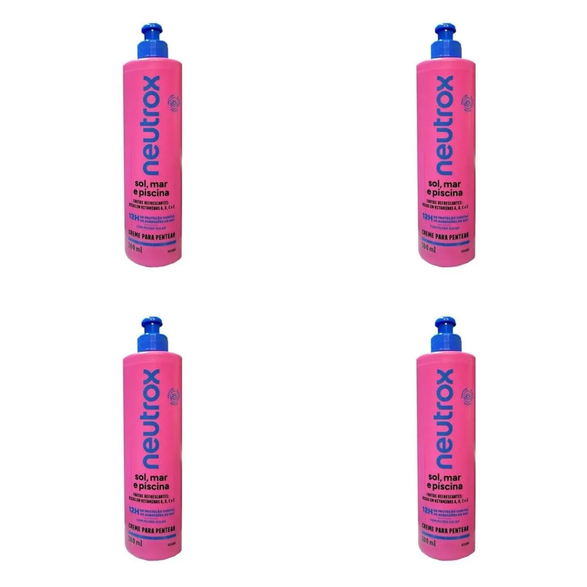 Kit c/4 Unidades de Creme Para Pentear Neutrox 300ml Sol Mar E Piscina