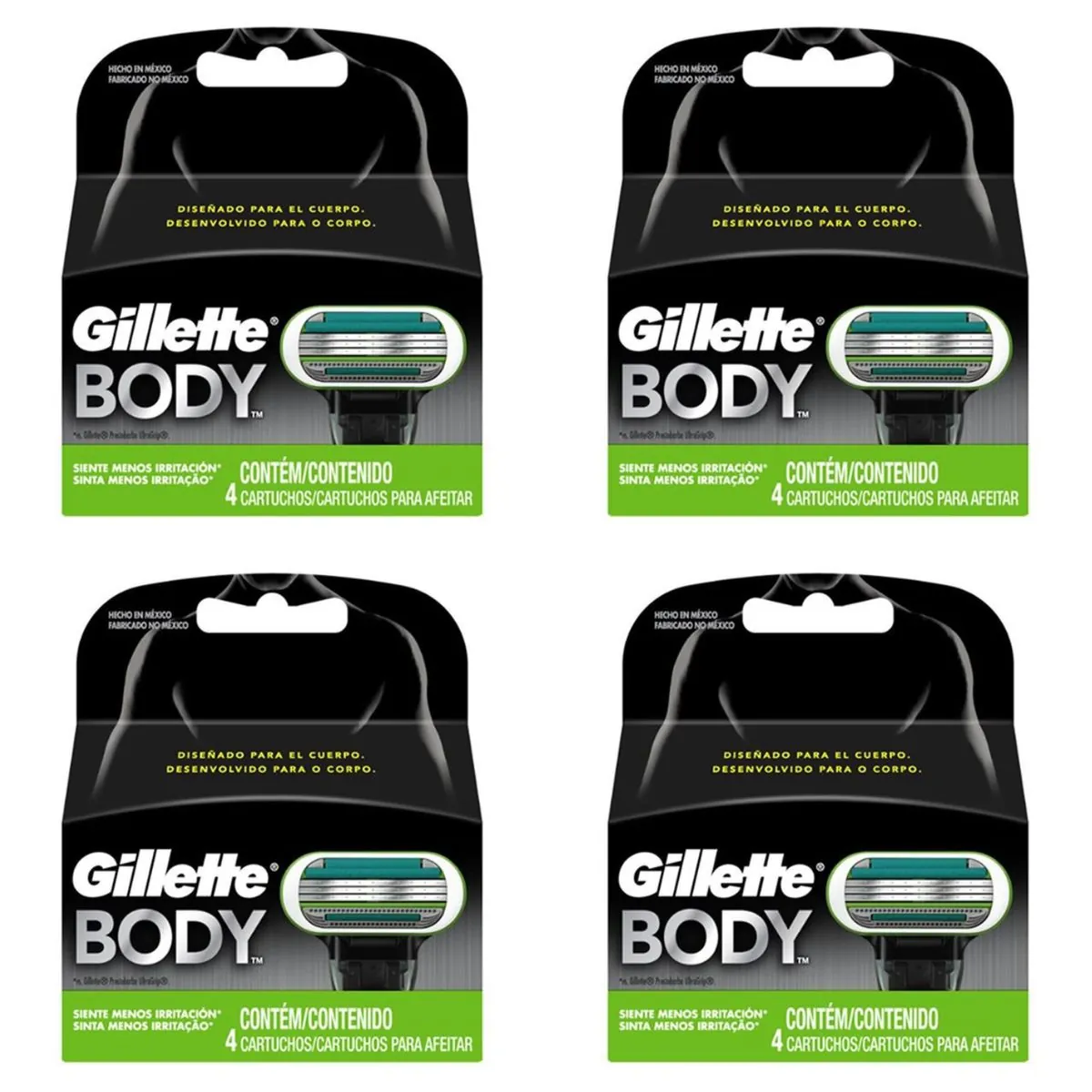 Kit c/4 Unidades de Carga Para Aparelho De Barbear Gillette Body Com 4 Unidades cada