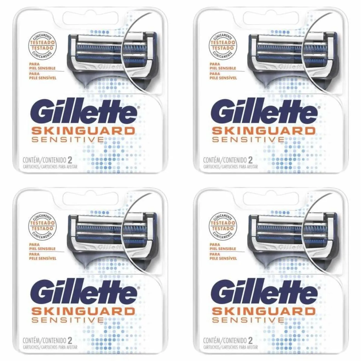 Kit c/4 Unidades de Carga Barbear Gillette Skinguard C/2 Sensitive