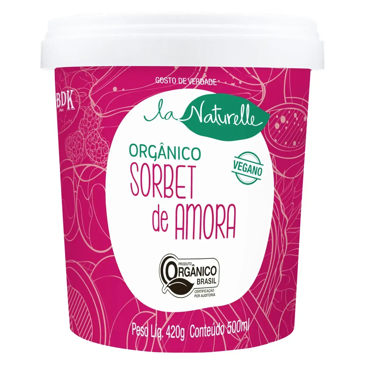 Sorvete Orgânico de Amora SORBET Pote 490ml