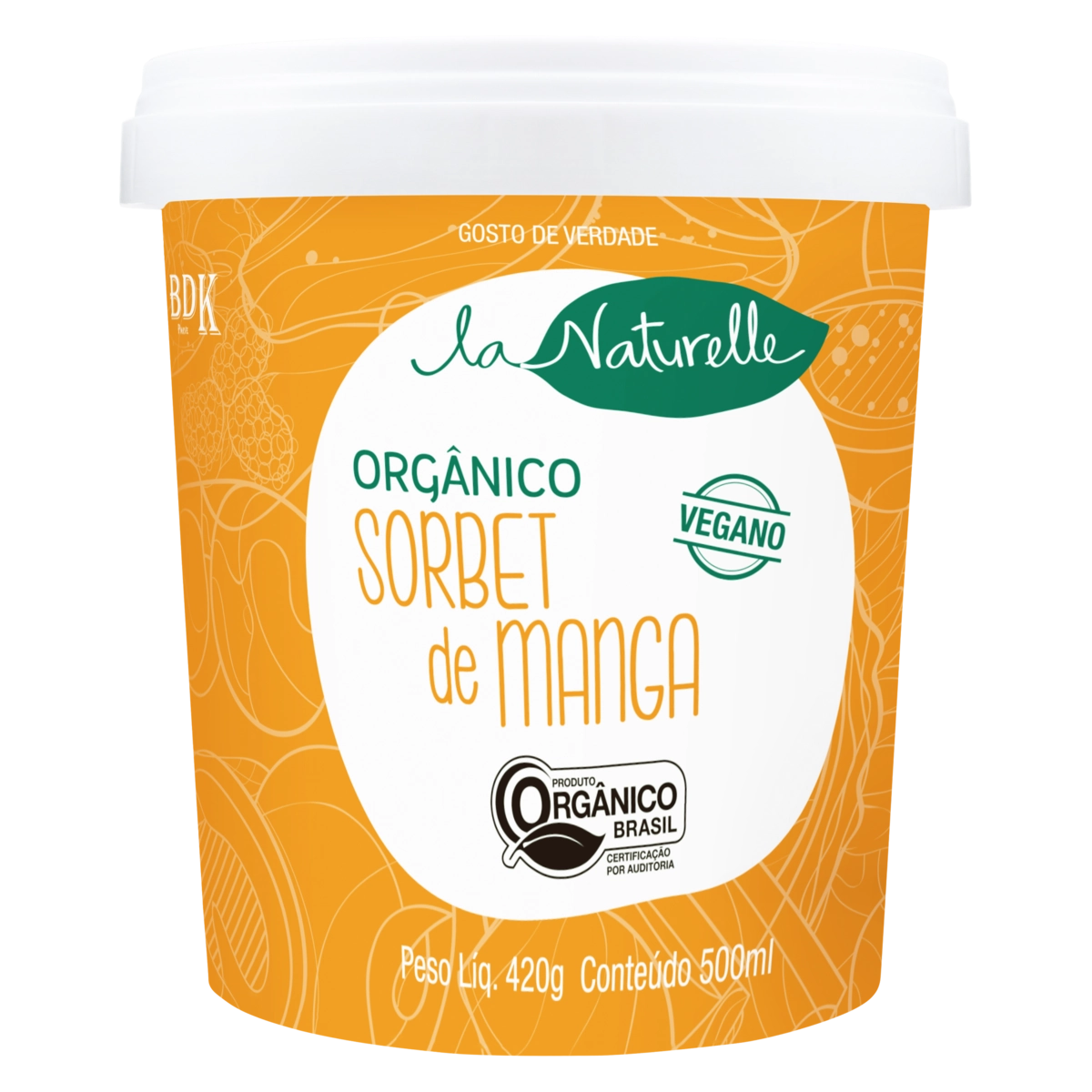 Sorbet Orgânico Manga Zero Lactose La Naturelle Pote 500ml
