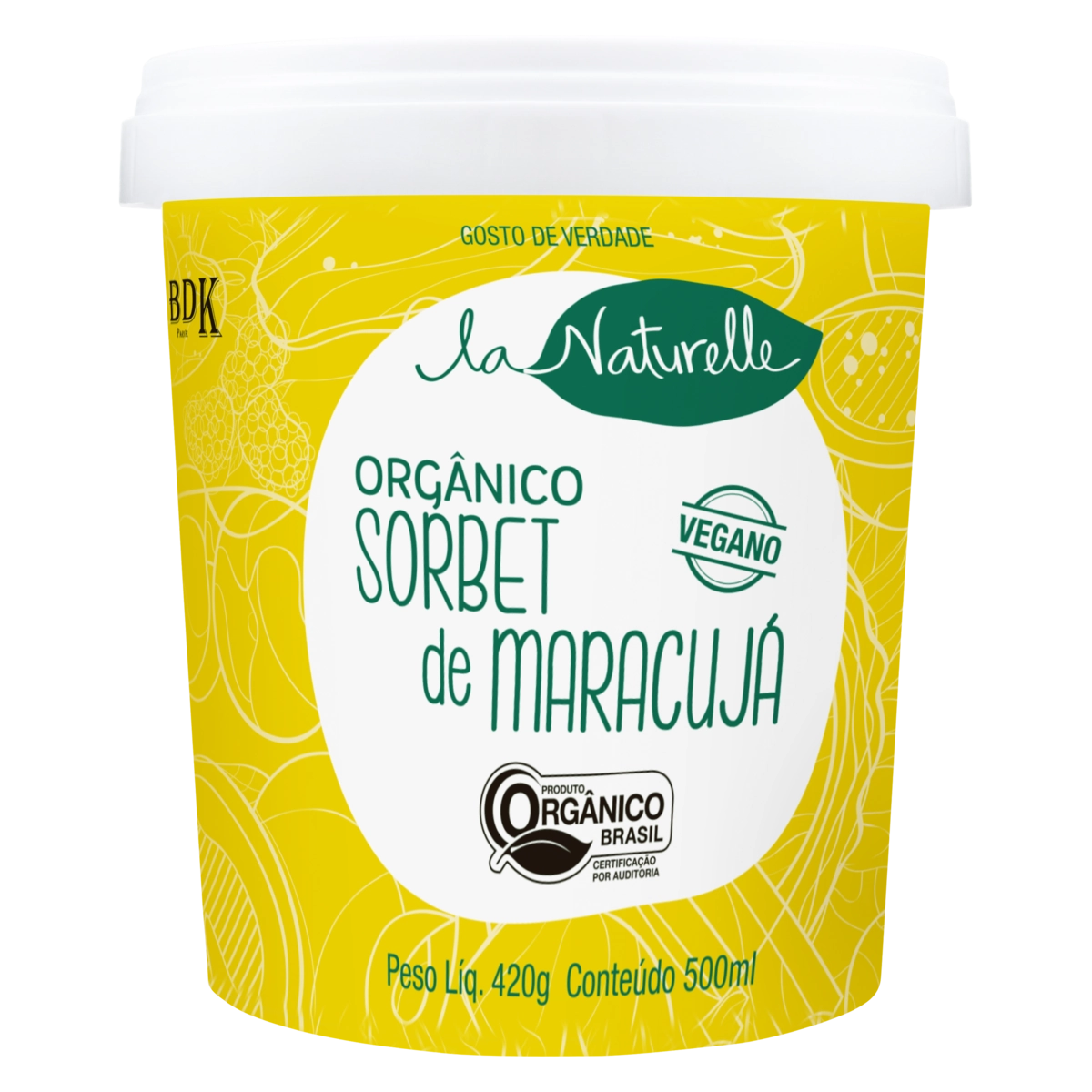 Sorvete Orgânico de Maracujá SORBET Pote 490ml