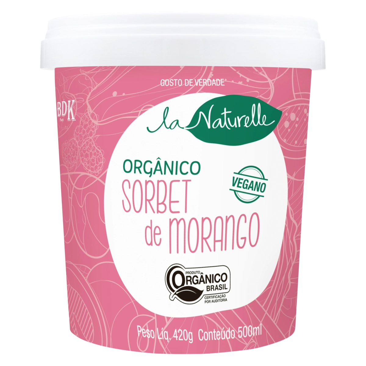 Sorvete Orgânico de Morango SORBET Pote 490ml