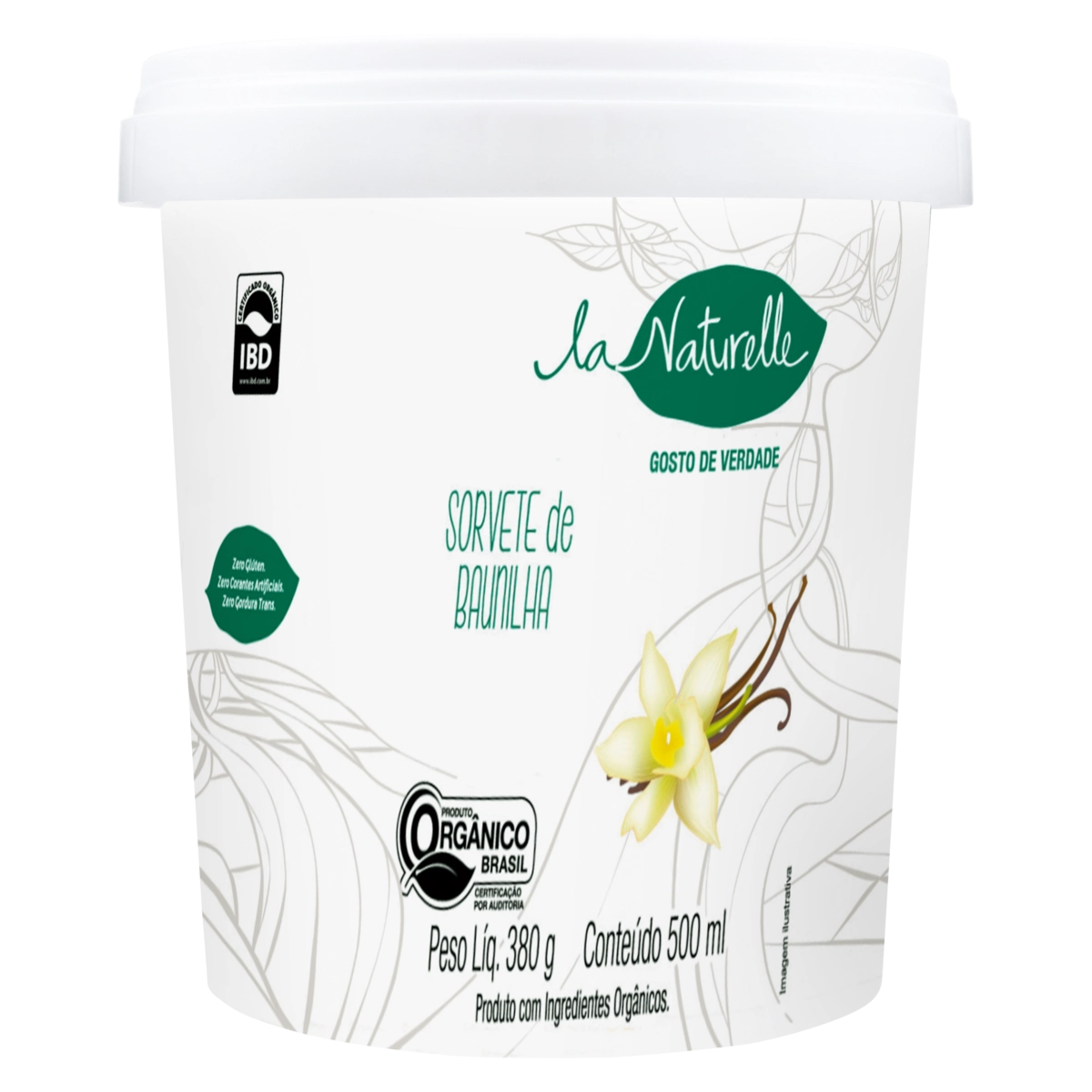 Sorvete Orgânico Baunilha La Naturelle Pote 500ml