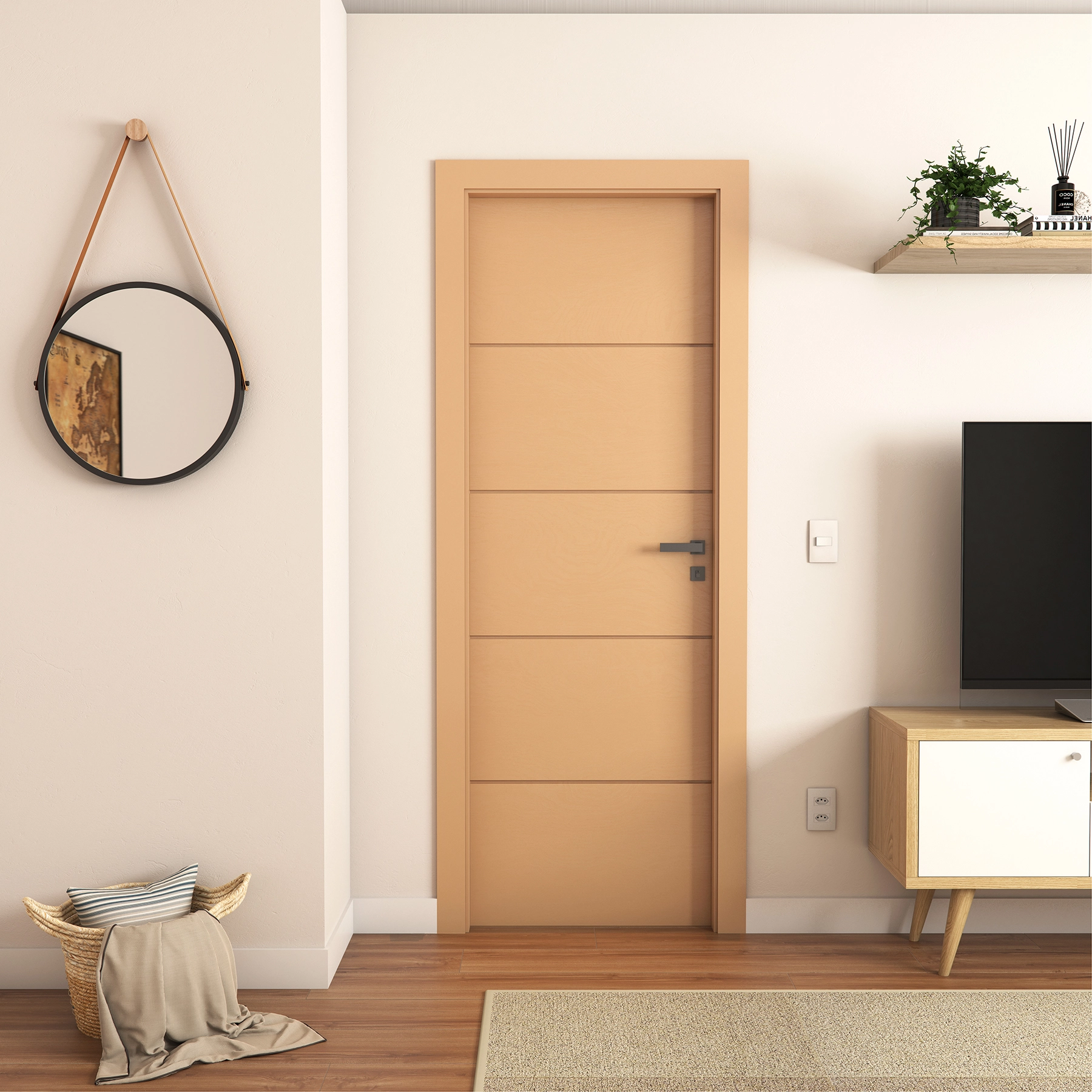Folha de Porta Madeira de Giro ou Correr Curupixá 210x82cm Sarrafeada Decorada Artens