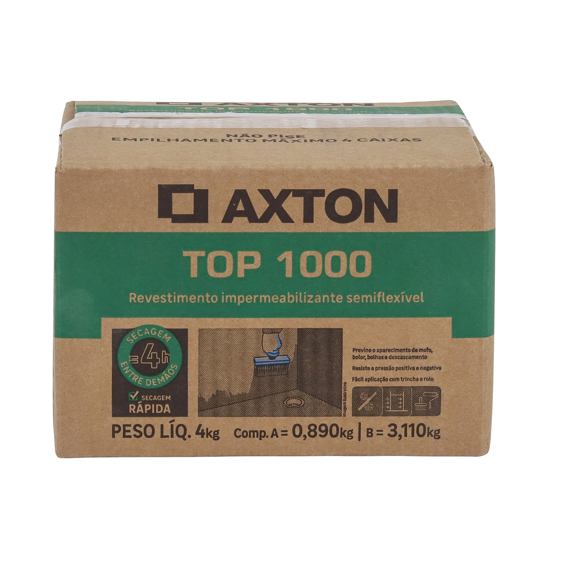 Argamassa Polimérica Impermeabilizante Semiflexível Axton Top 1000 4kg Cinza