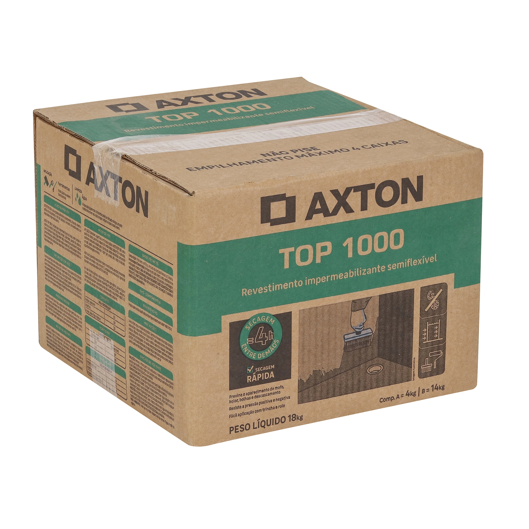 Argamassa Polimérica Impermeabilizante Semiflexível Axton Top 1000 18kg Cinza