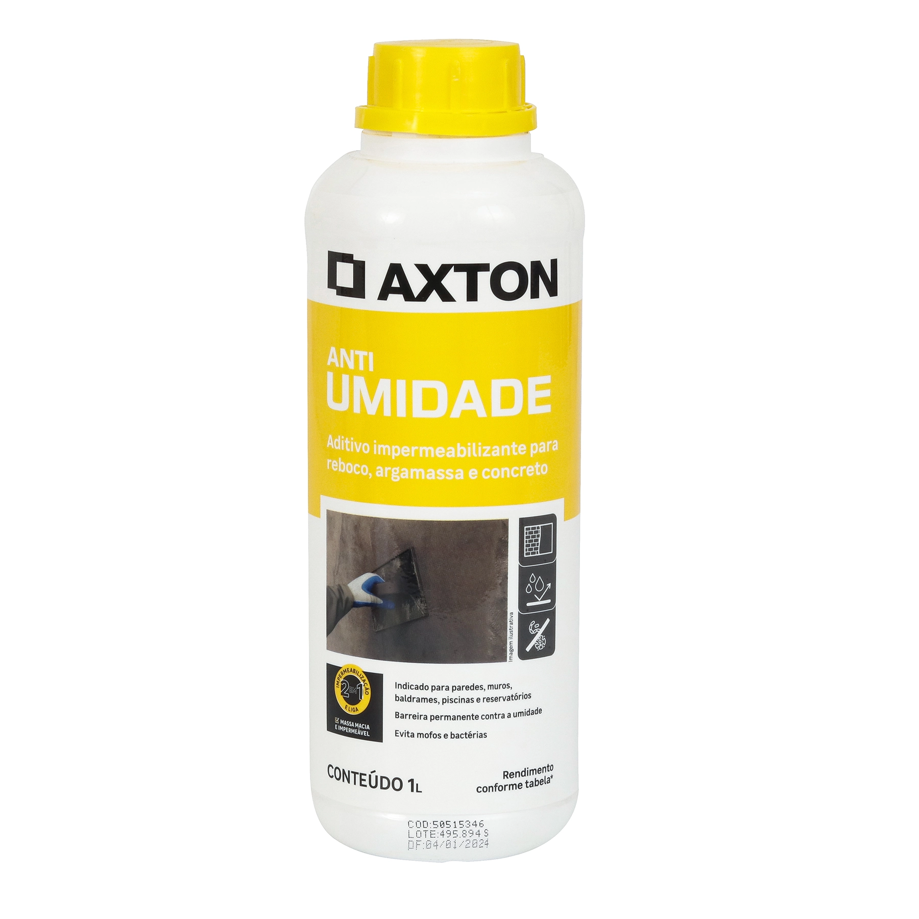 Aditivo Impermeabilizante Antiumidade Axton 1L Branco