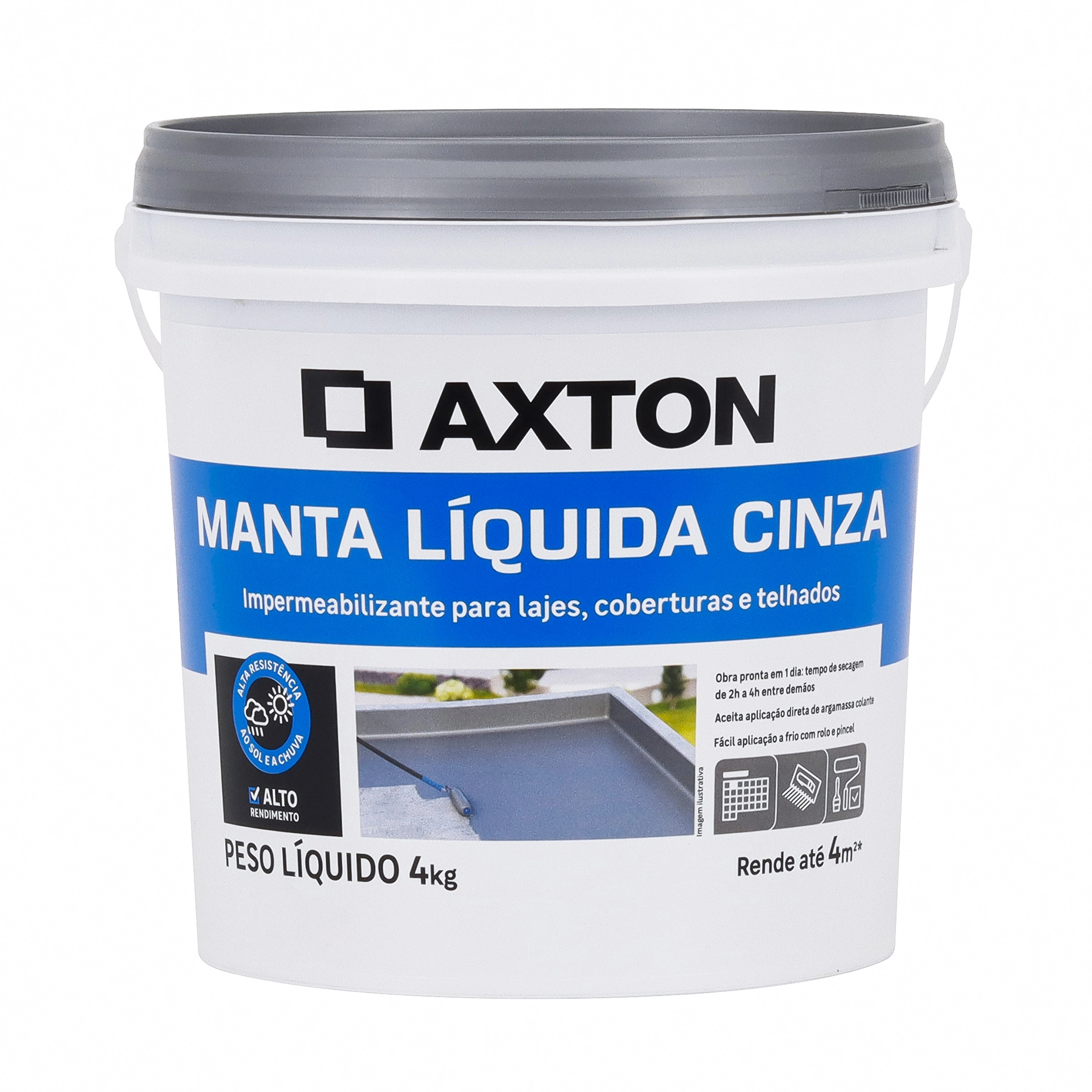 Manta Líquida Impermeabilizante Cinza 4kg Axton