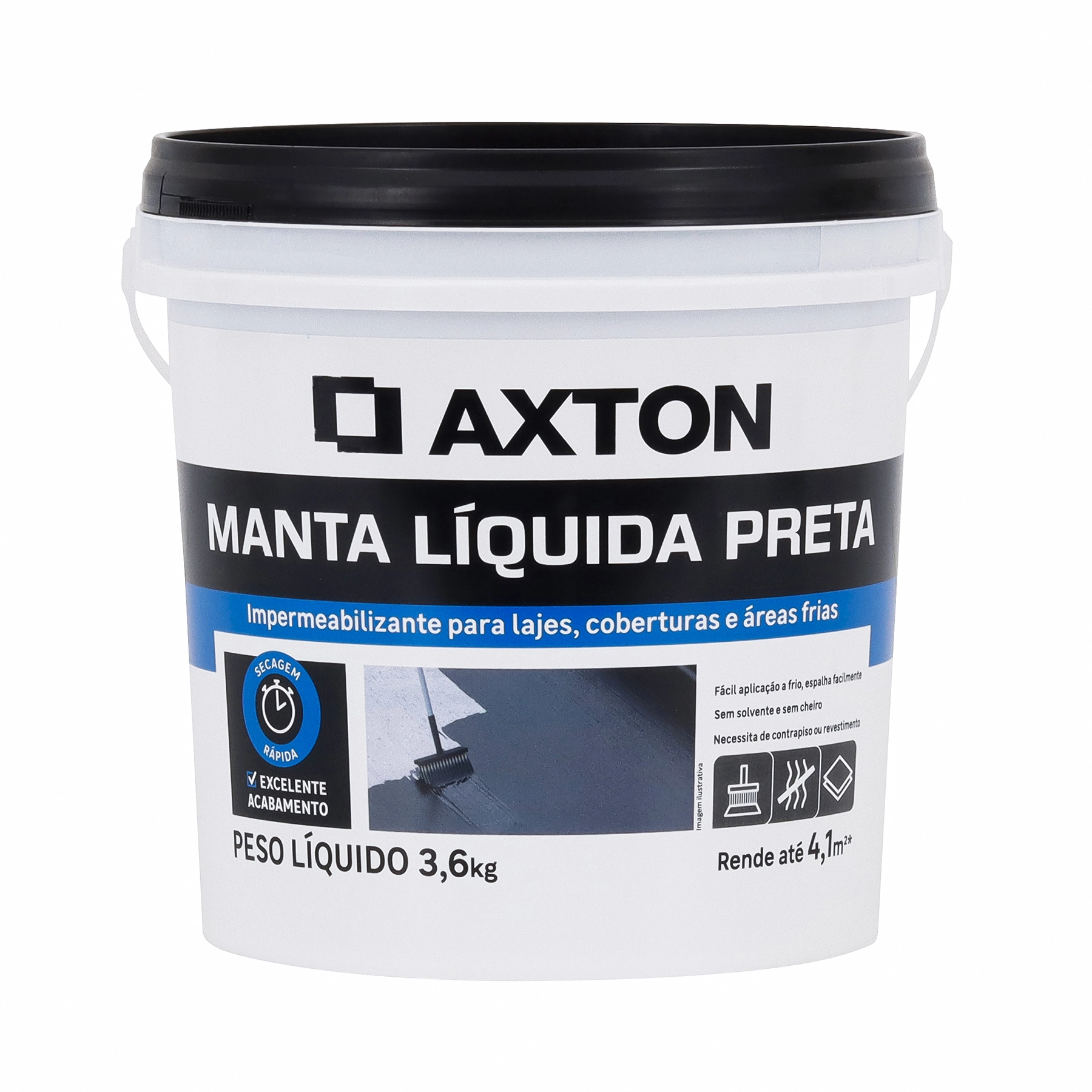 Manta Líquida Impermeabilizante Preta 3,6kg Axton