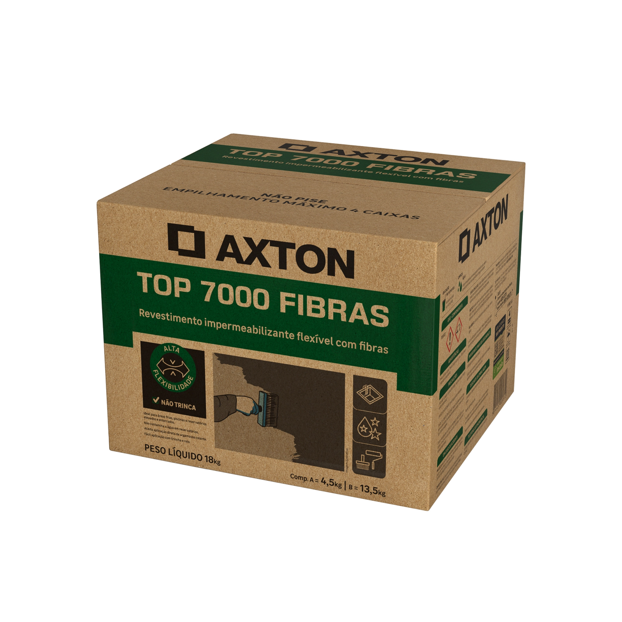 Argamassa Polimérica Impermeabilizante Axton TOP 7000 Fibras 18kg Cinza