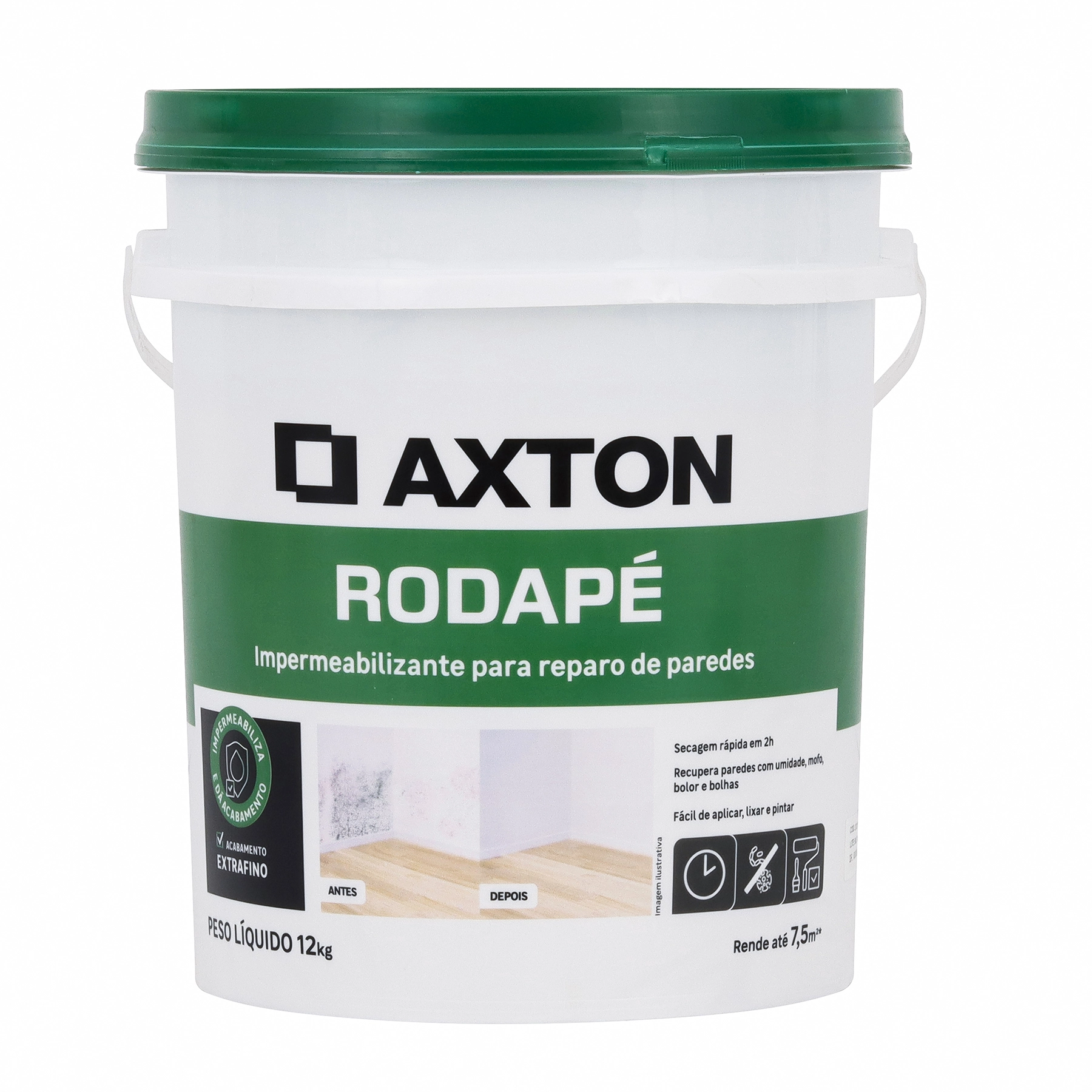 Argamassa para Correção de Rodapé Impermeabilizante Axton Rodapé e Parede 12kg Branco