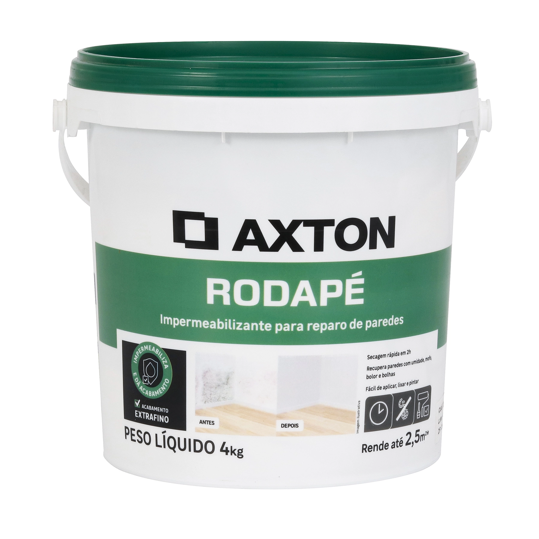 Argamassa para Correção de Rodapé Impermeabilizante Axton Rodapé e Parede 4kg Branco