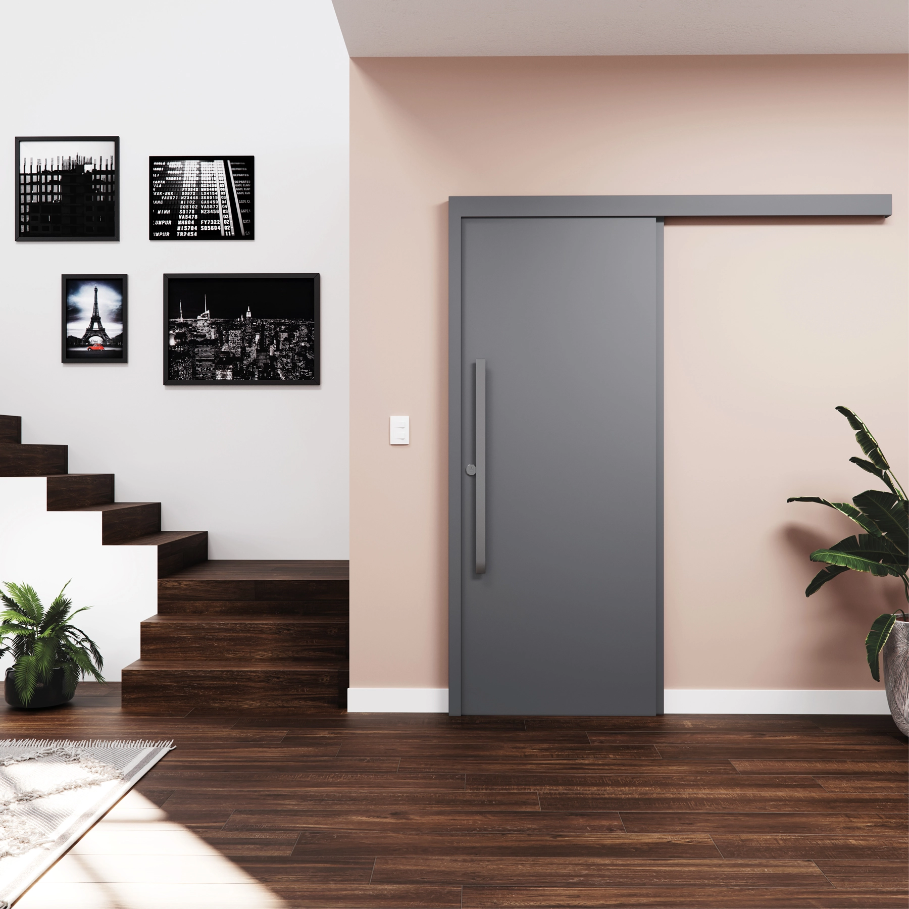 Kit Porta Madeira de Correr Direito|Esquerdo Urban 210x82cm Sarrafeada Batente 12 a 19cm Vivace Plus Lisa Artens