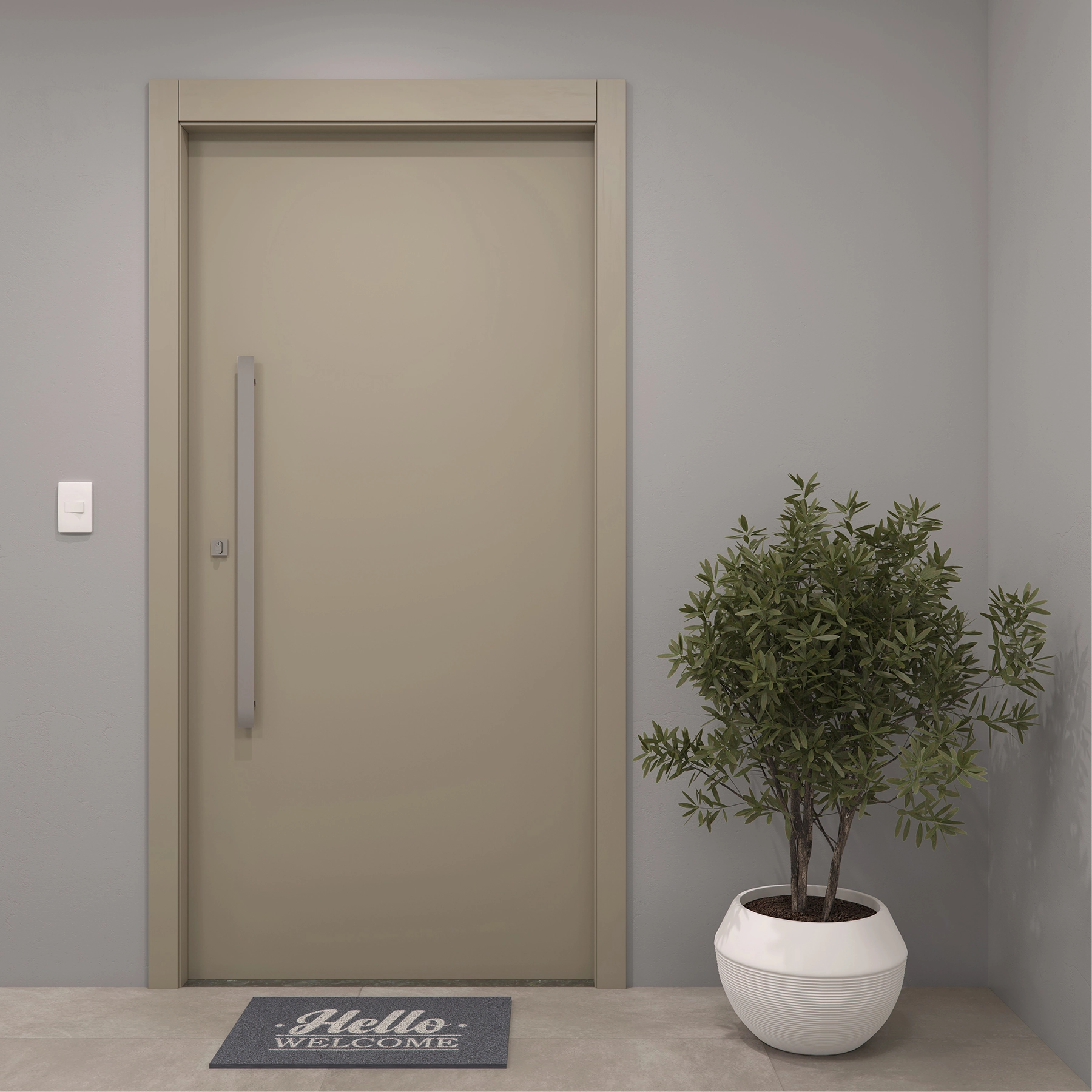Kit Porta Madeira Pivotante Direito|Esquerdo Cappucino 210x100cm Sarrafeada com Batente Vivace Plus Lisa Artens