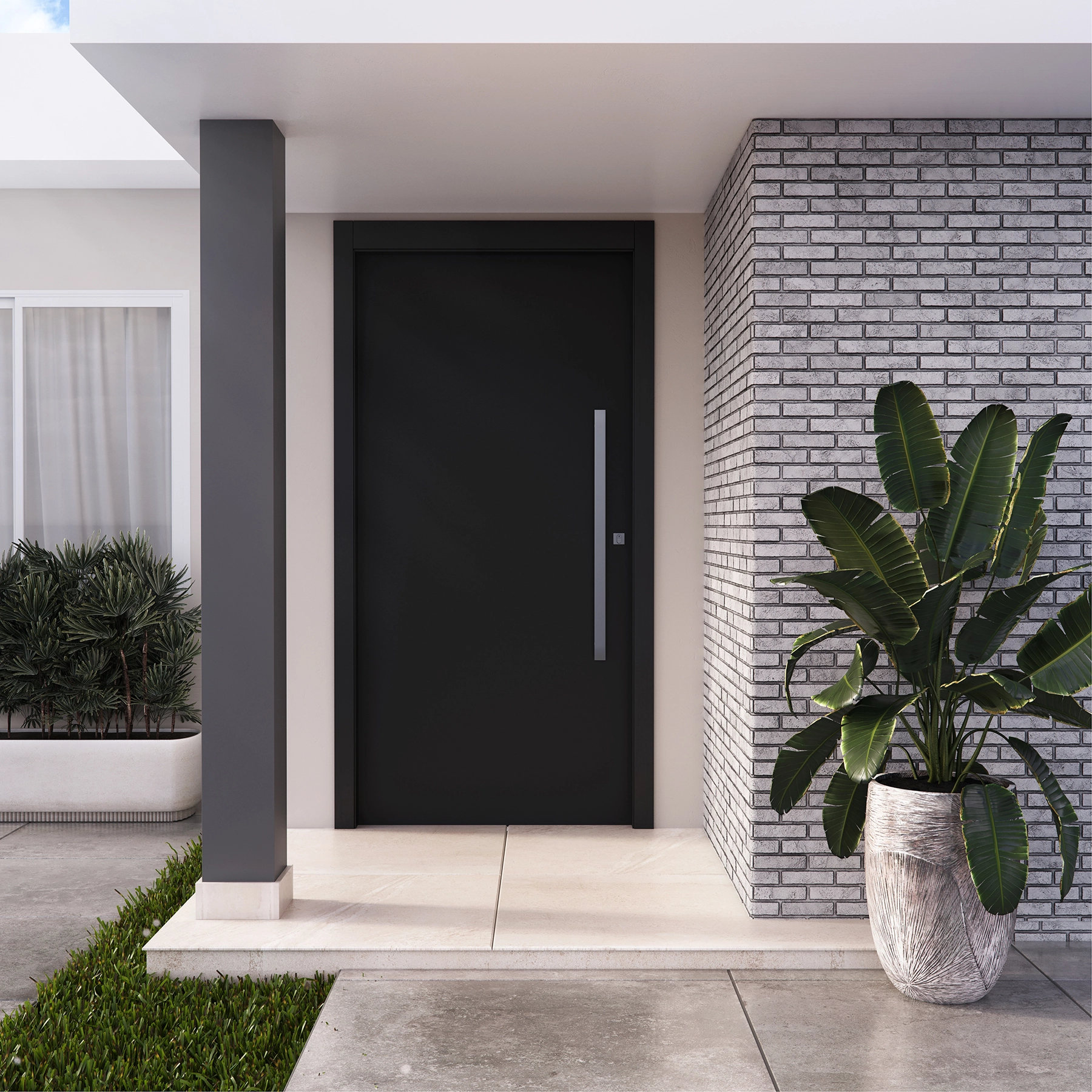 Kit Porta Madeira Pivotante Direito|Esquerdo Nero 210x80cm Sarrafeada com Batente Vivace Plus Lisa Artens