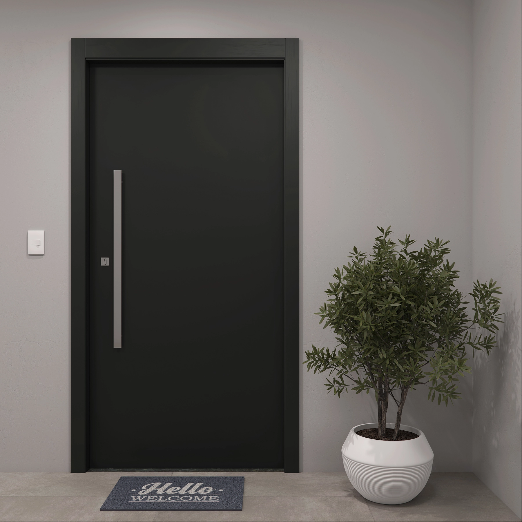 Kit Porta Madeira Pivotante Direito|Esquerdo Nero 230x100cm Sarrafeada com Batente Vivace Plus Lisa Artens