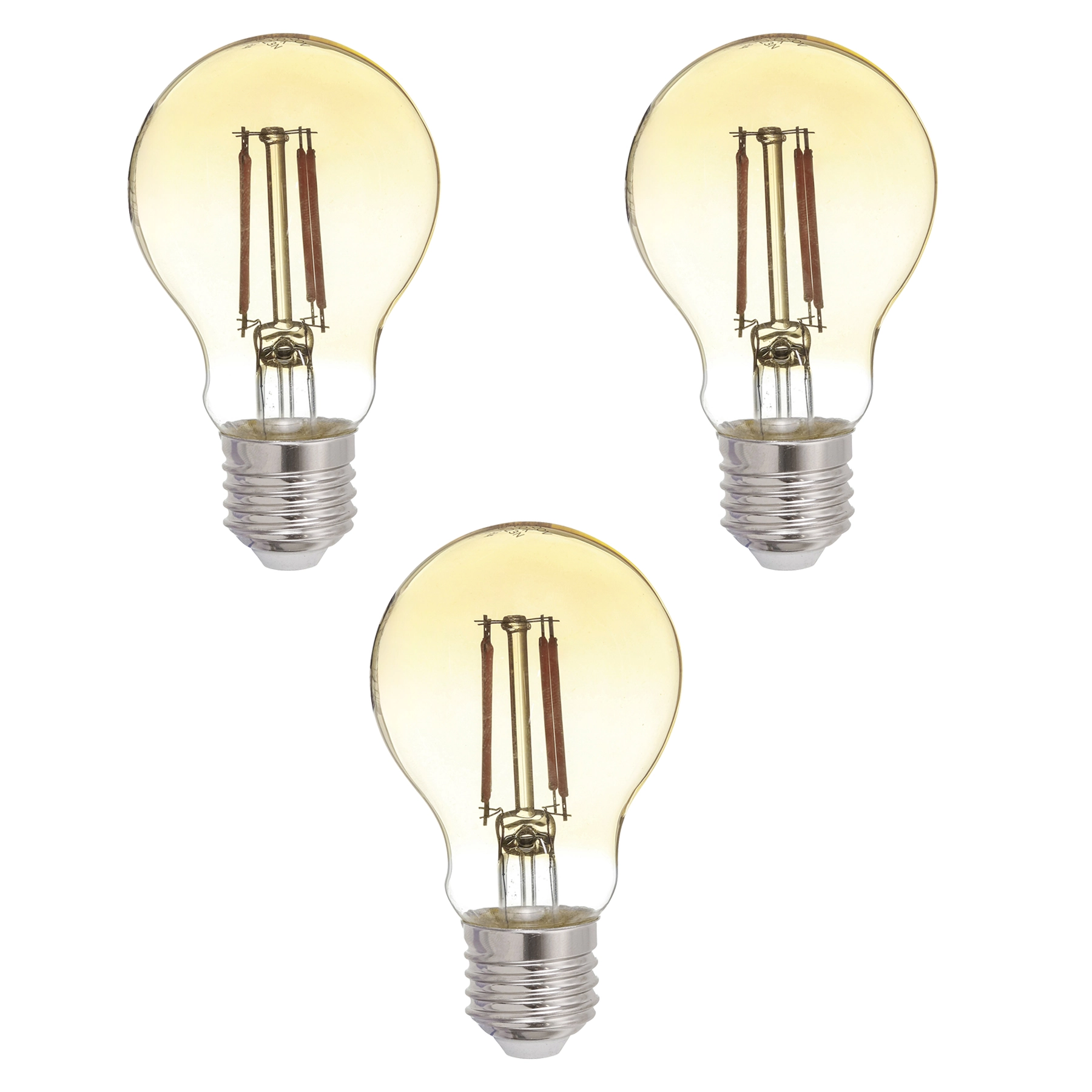 Kit 3 Lâmpadas de LED Filamento E27 Bulbo 4W 360lm Luz Amarela Bivolt Lexman