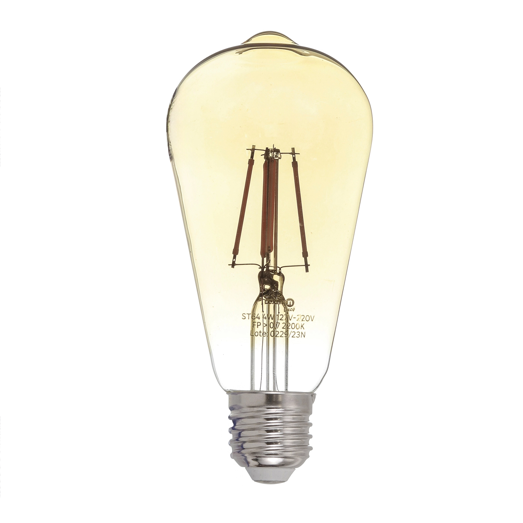 Lâmpada de LED Filamento E27 Bulbo 4W 360lm Luz Amarela Bivolt Lexman