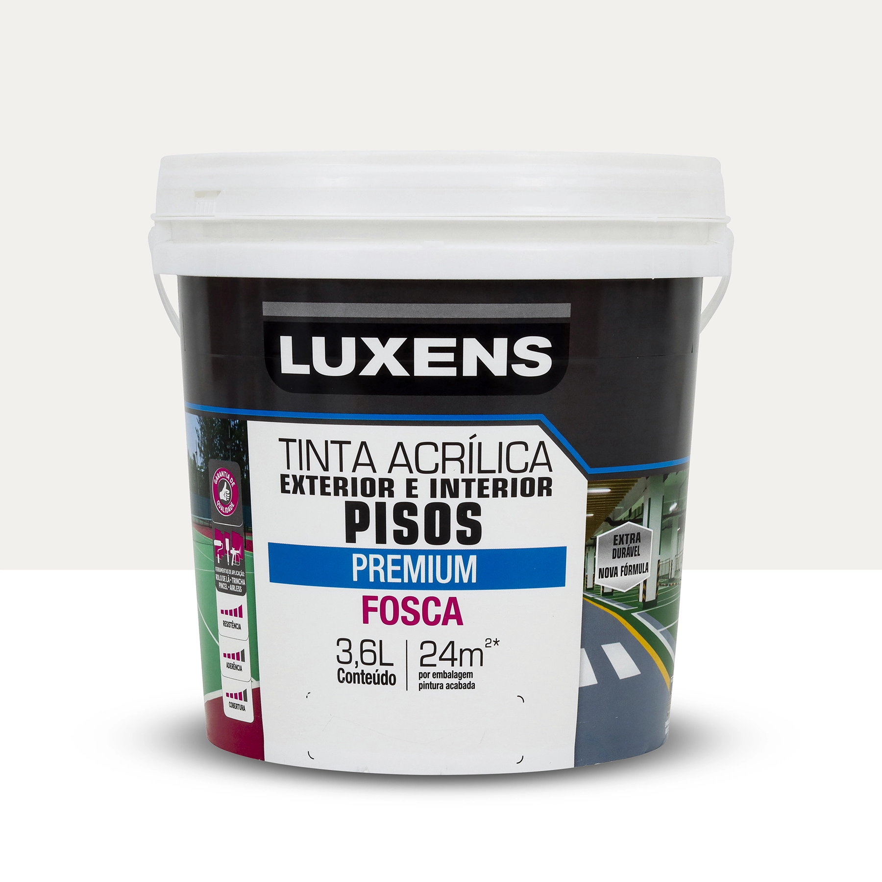 Tinta Acrílica para Piso Fosca Premium Branca 3,6L Luxens