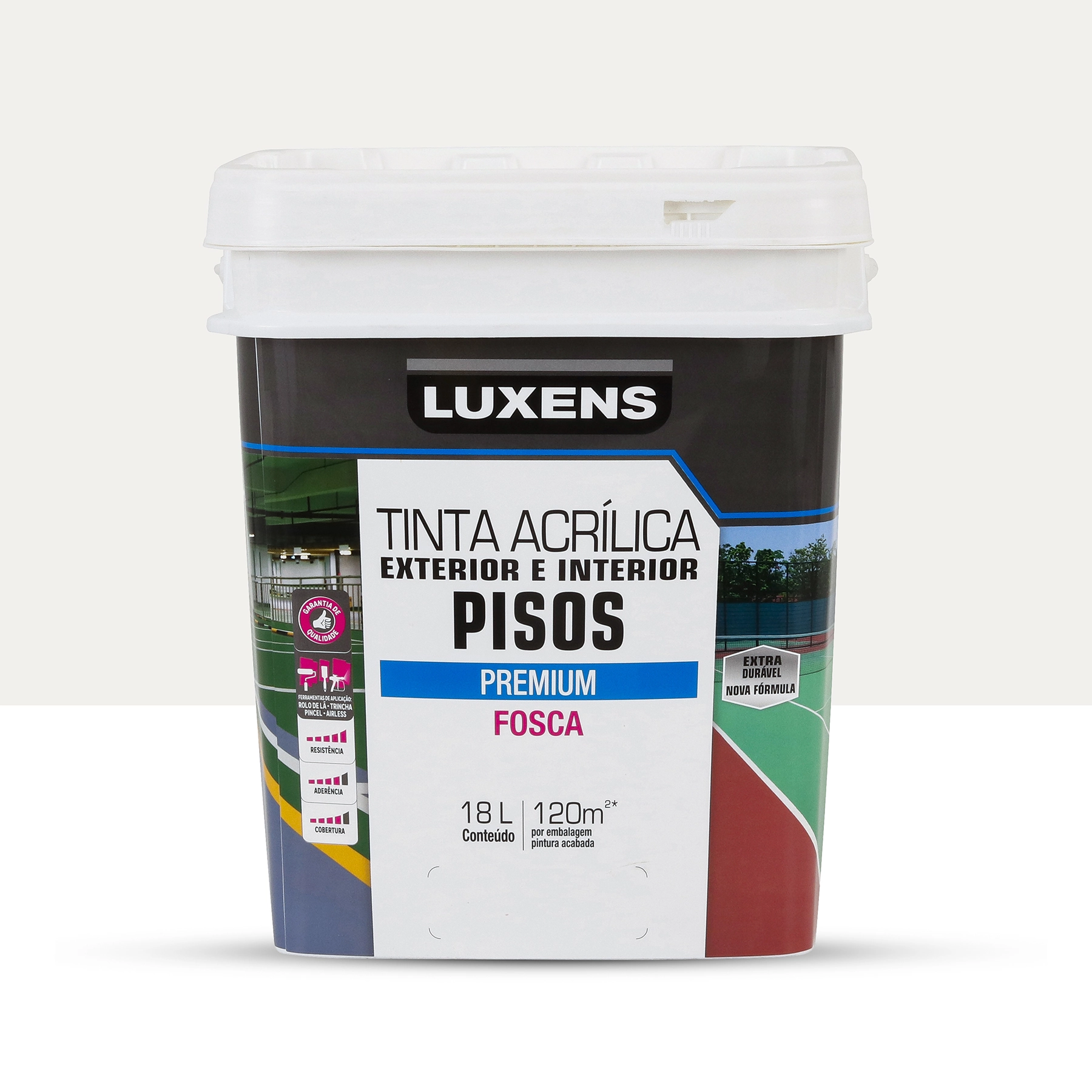Tinta Acrílica para Piso Fosca Premium Branca 18 Luxens