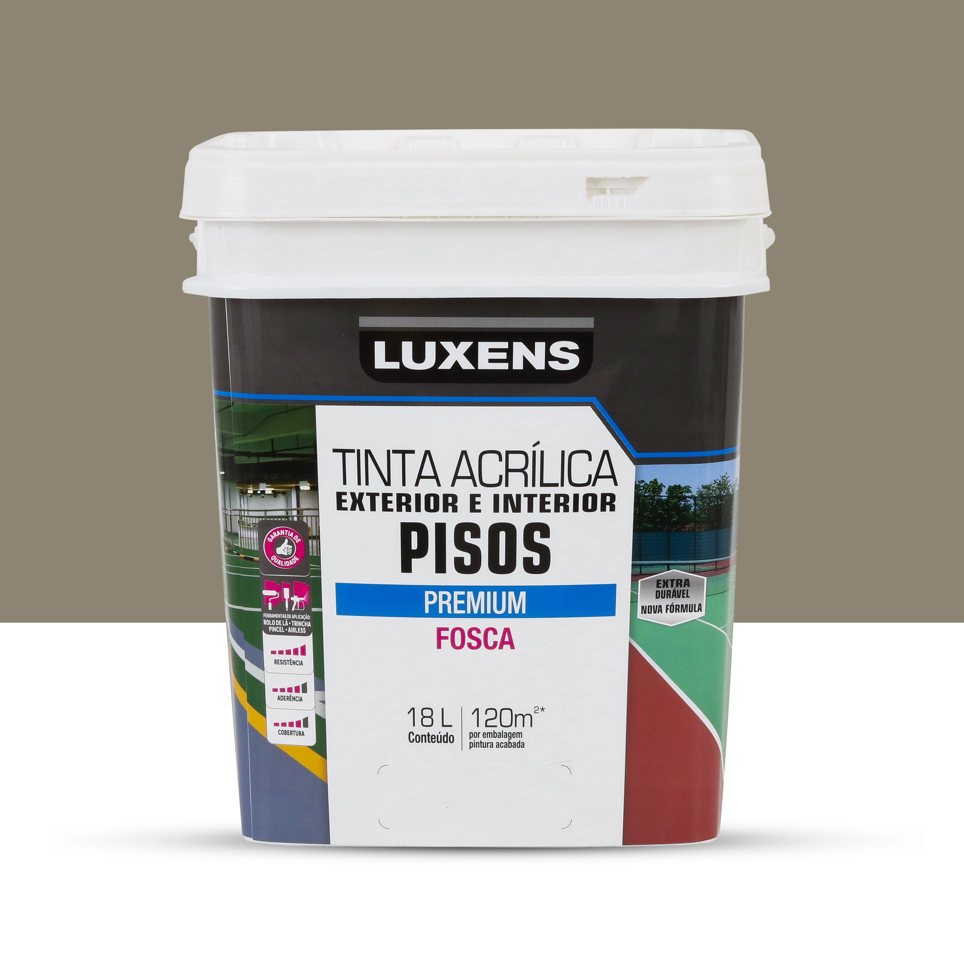 Tinta Acrílica para Piso Fosca Premium Concreto 18L Luxens
