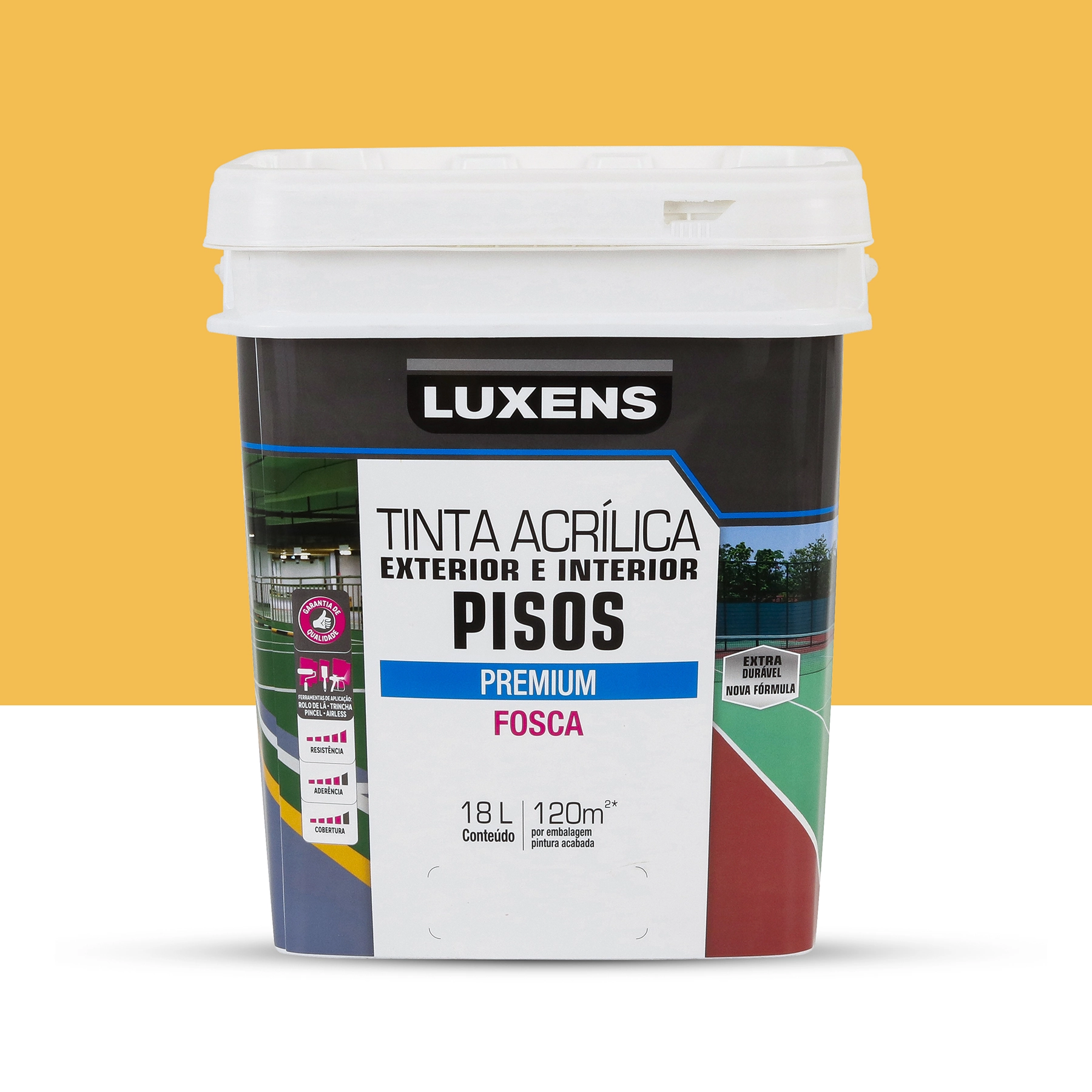 Tinta Acrílica para Piso Fosca Premium Amarelo 18L