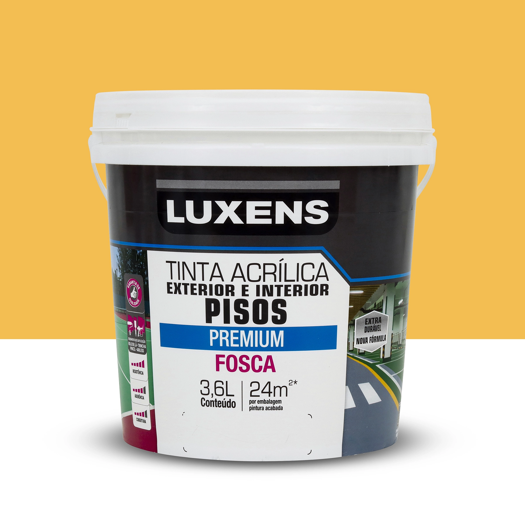 Tinta Acrílica para Piso Fosca Premium Amarelo 3,6L